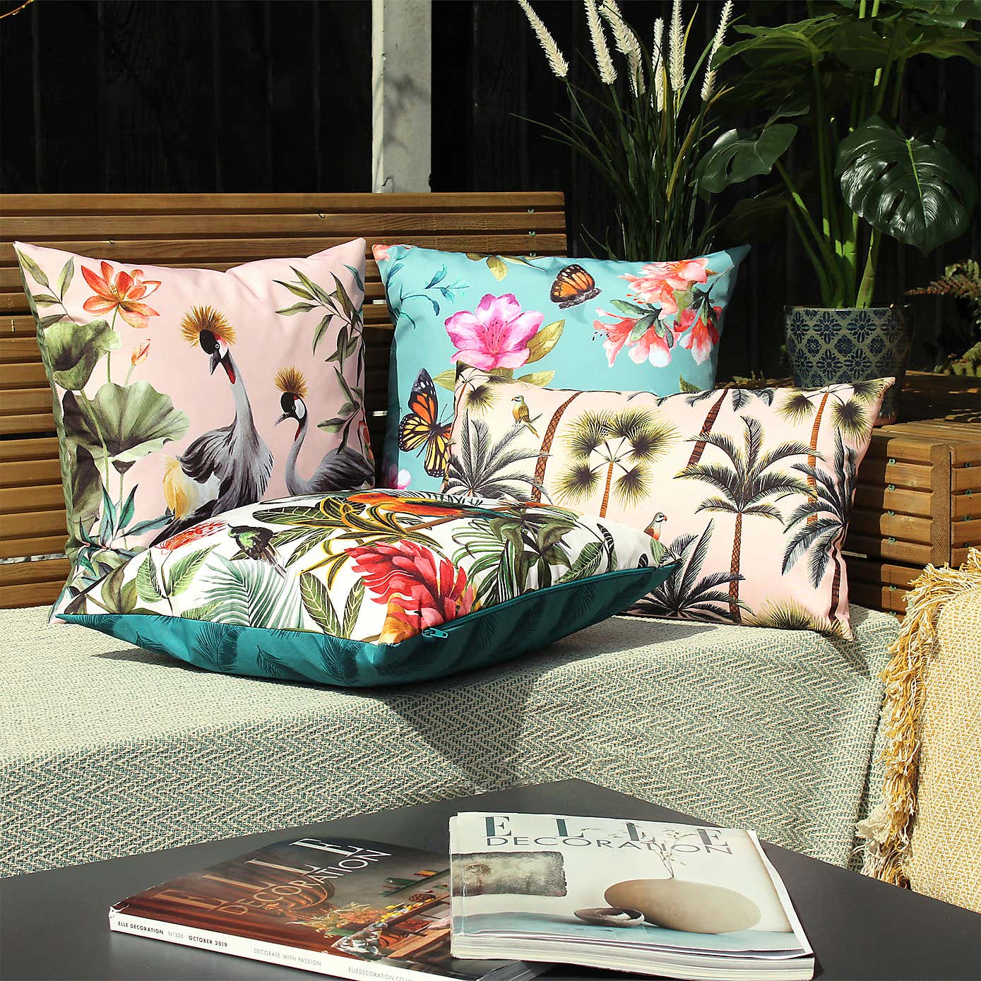 Palms Blush Outdoor Cushion