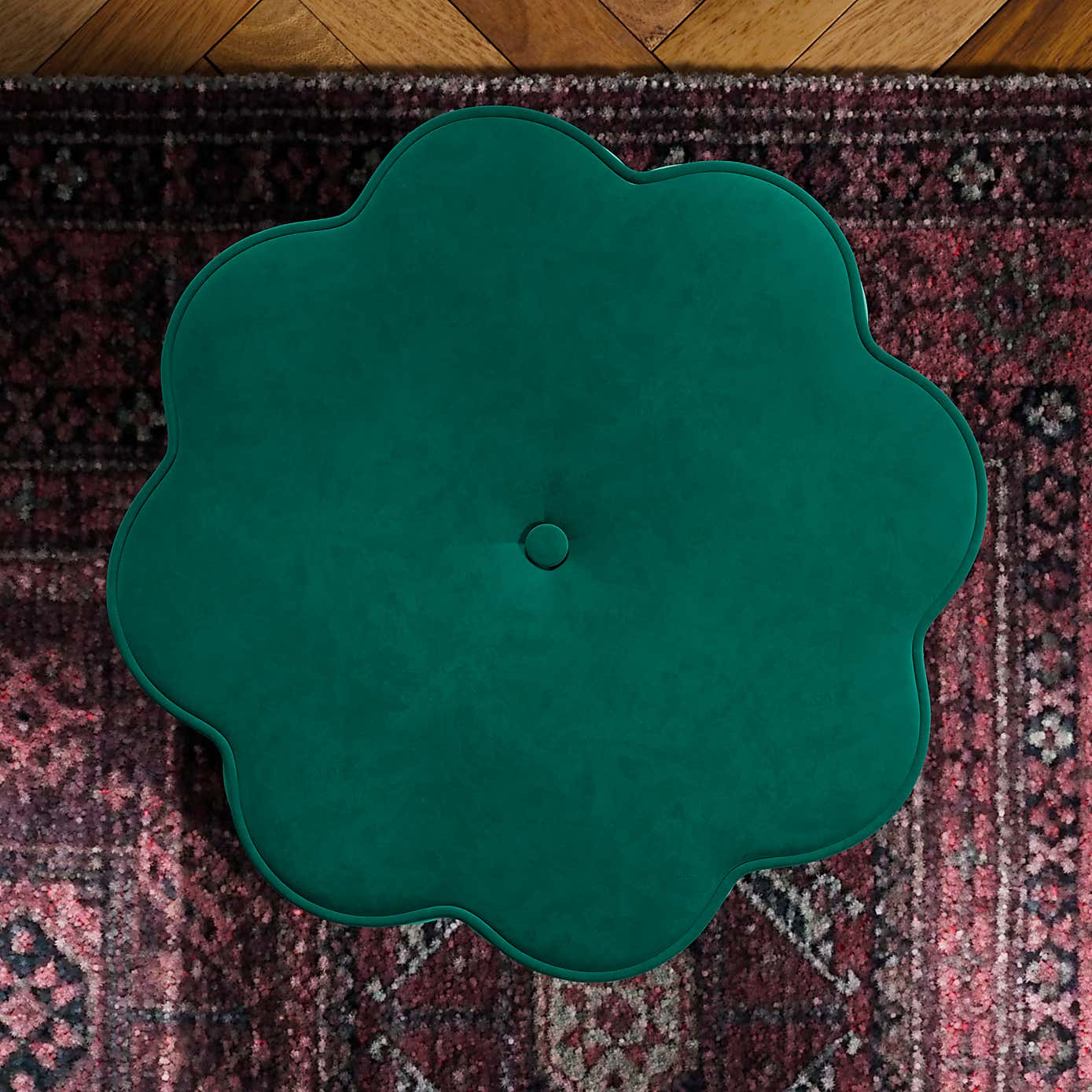 Flower Tassel Velvet Footstool