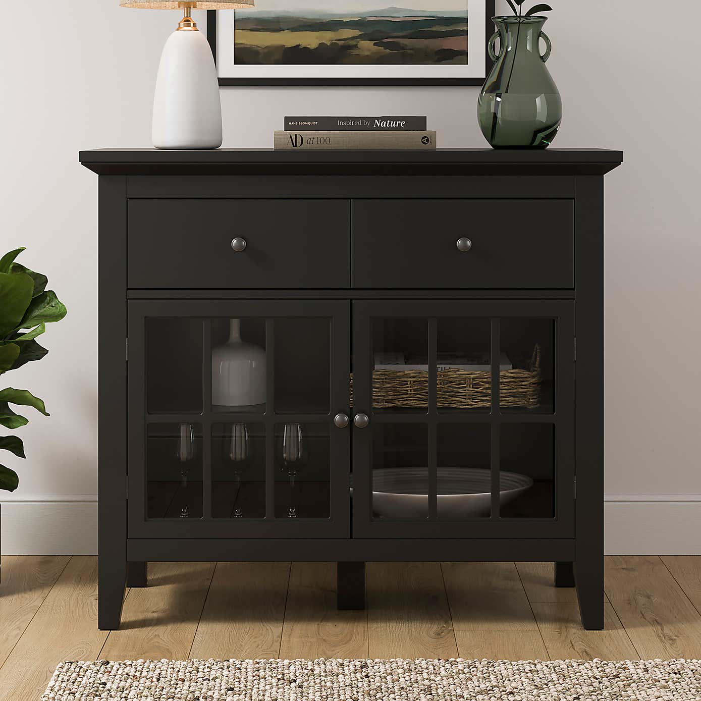 Lynton Glazed Small Black Sideboard
