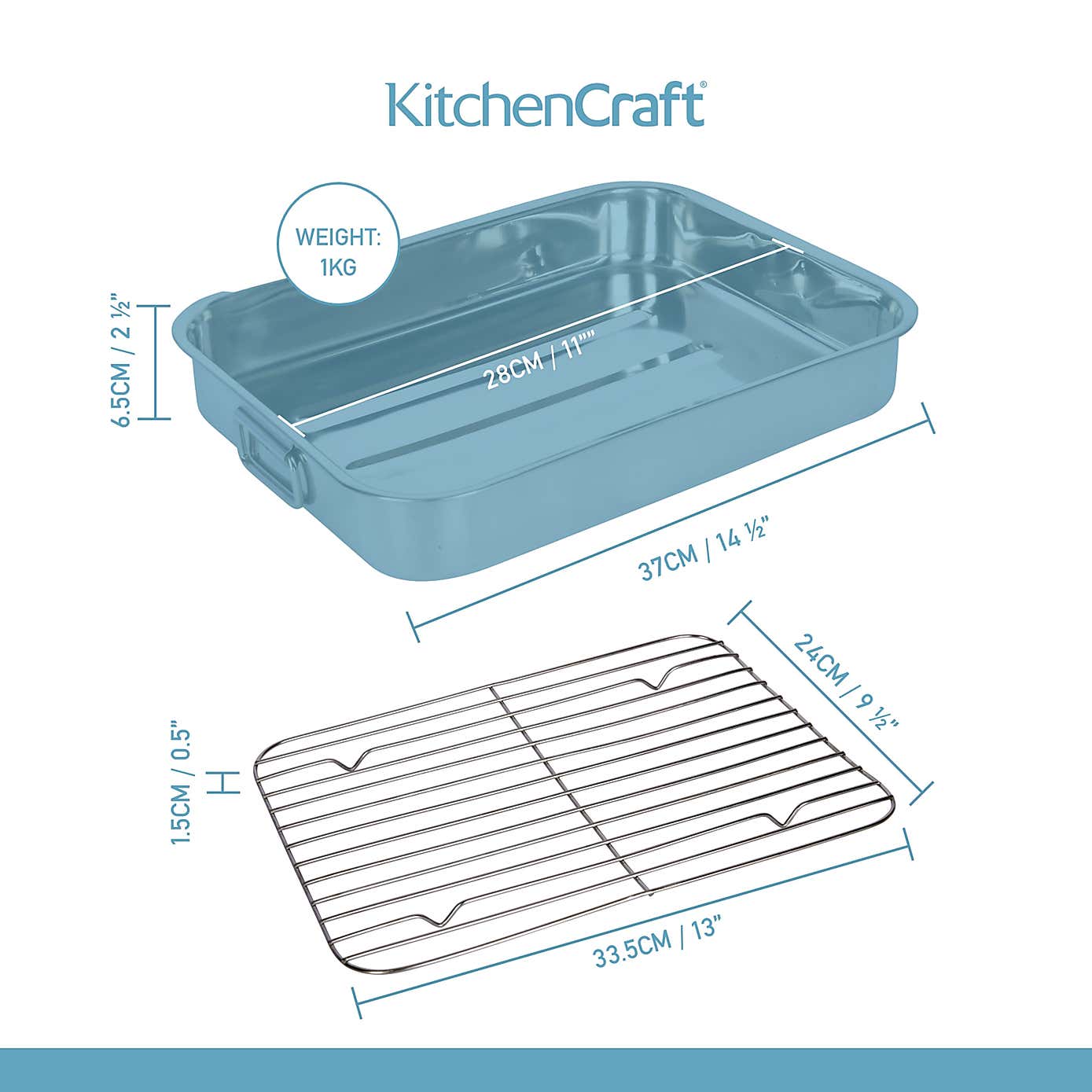 Stainless Steel Roasting Tin with Rack and Handles