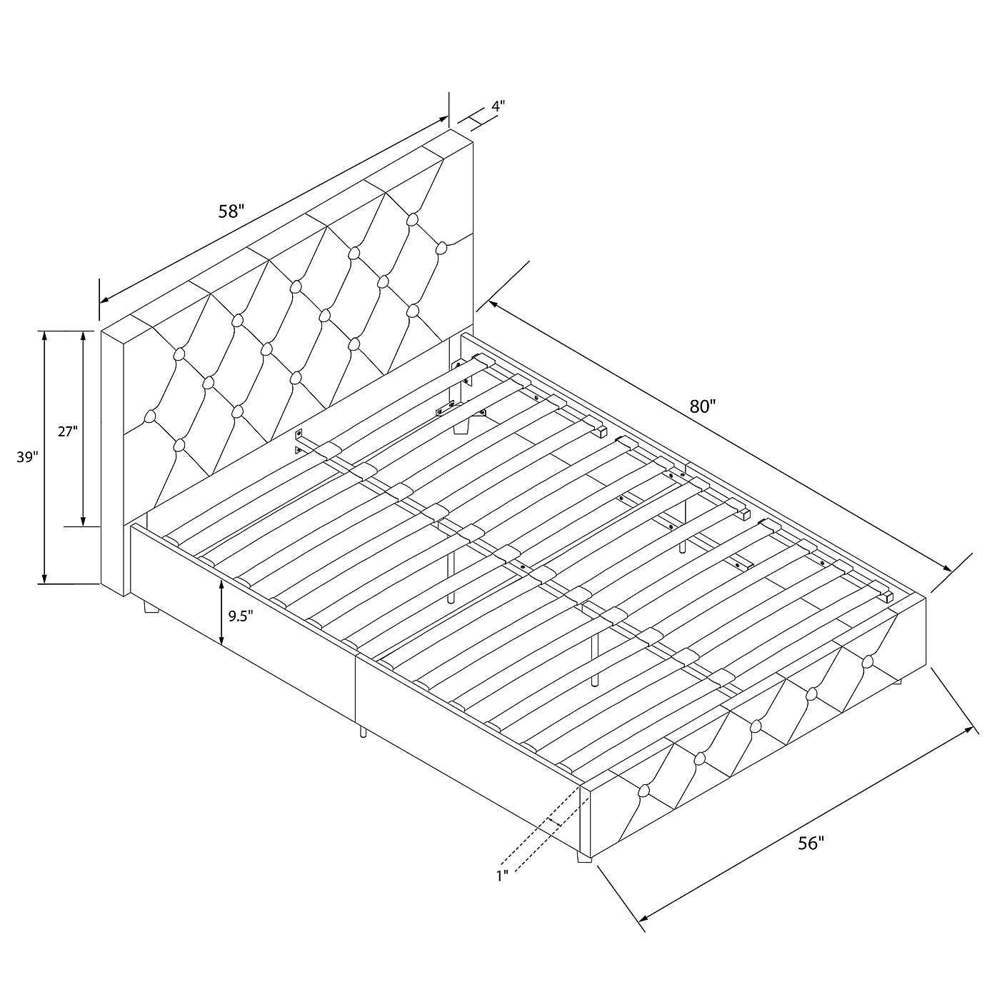 Dorel Home Dakota Upholstered Bed