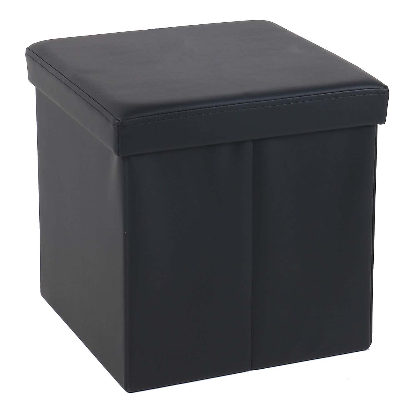 Foldable Black Cube Ottoman