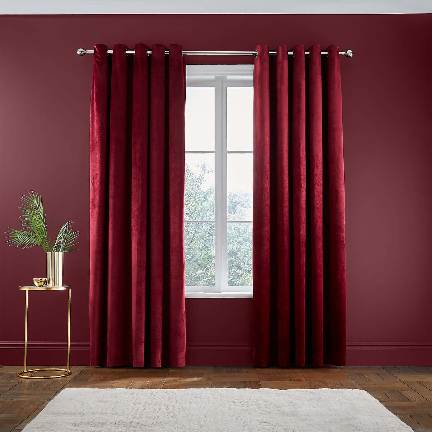 Catherine Lansfield Kingsley Matt Velvet Eyelet Curtains