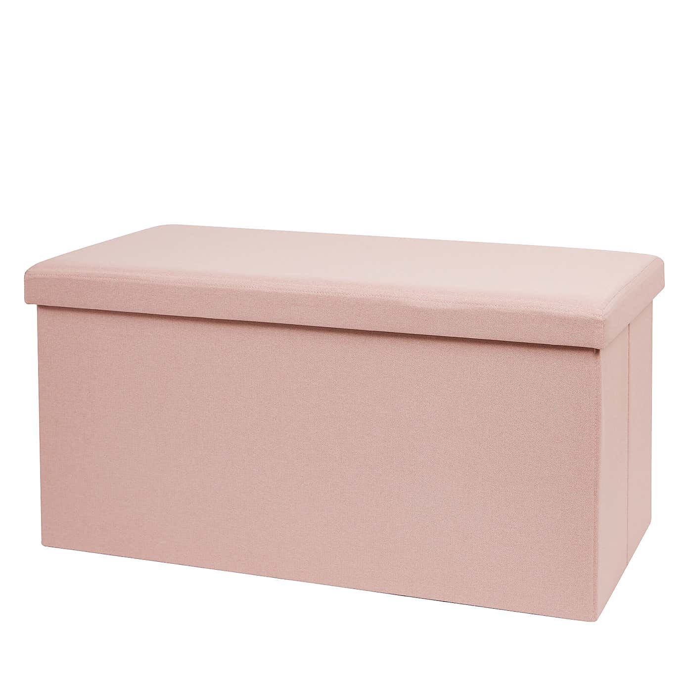 Faux Linen Rectangular Ottoman