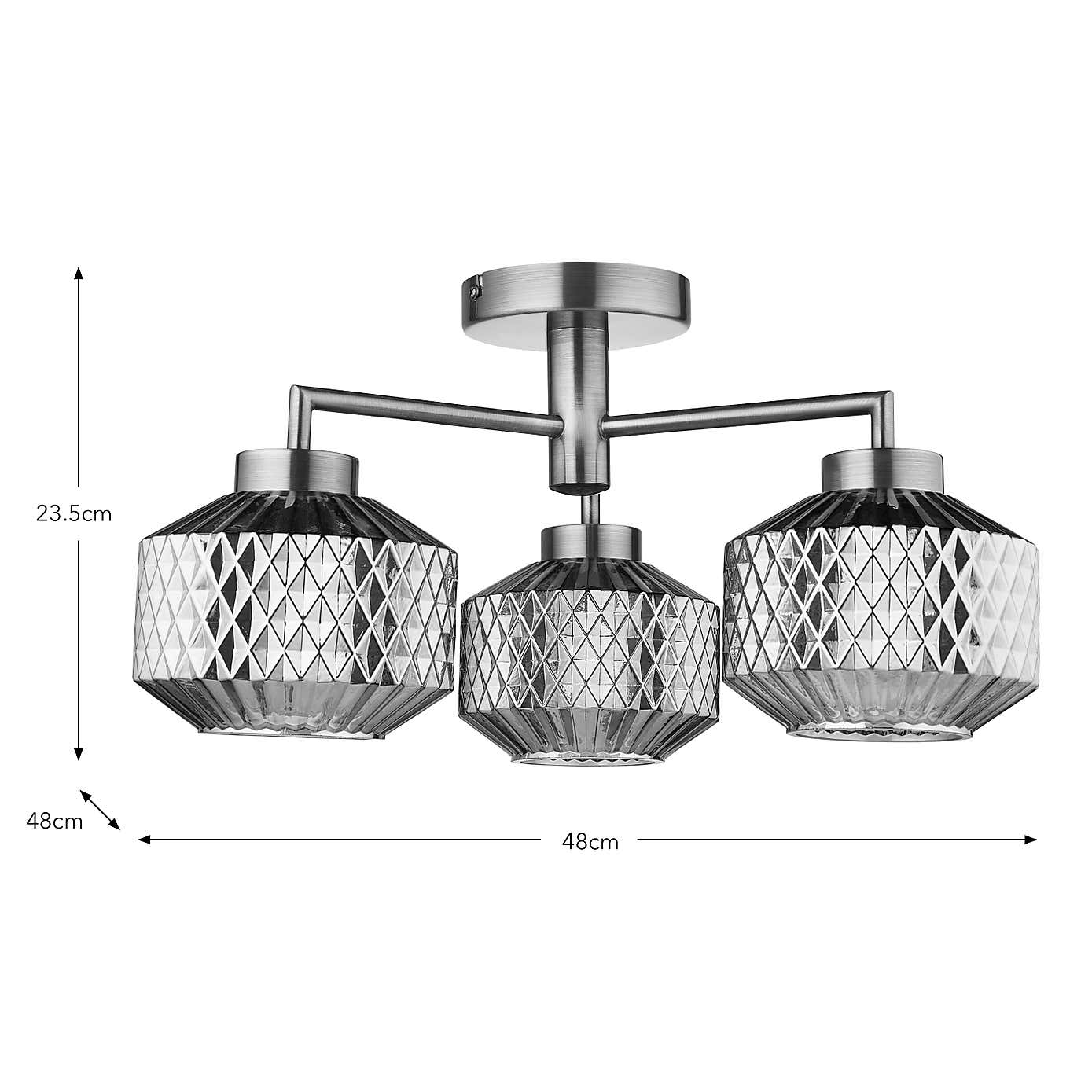 Abingdon 3 Light Semi Flush Ceiling Light