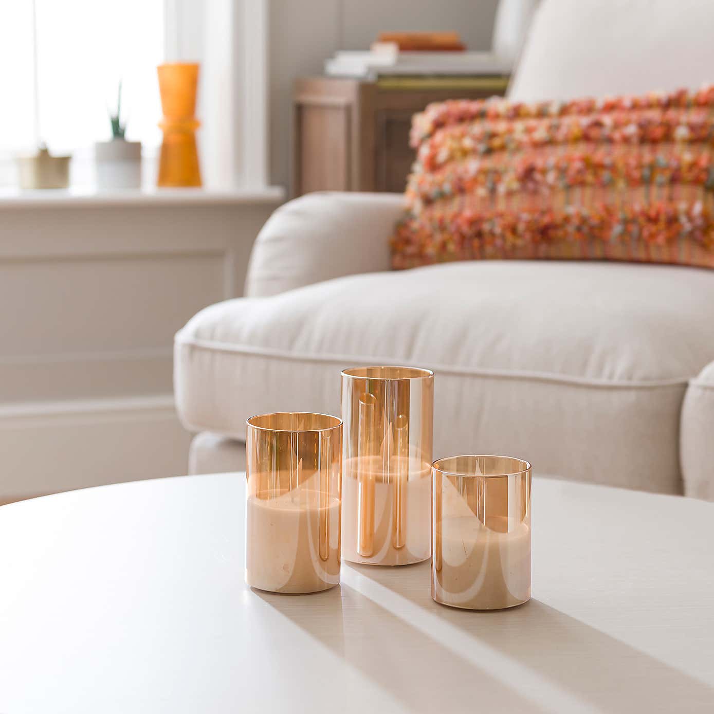 Set of 3 LED Glass Pillar Candles