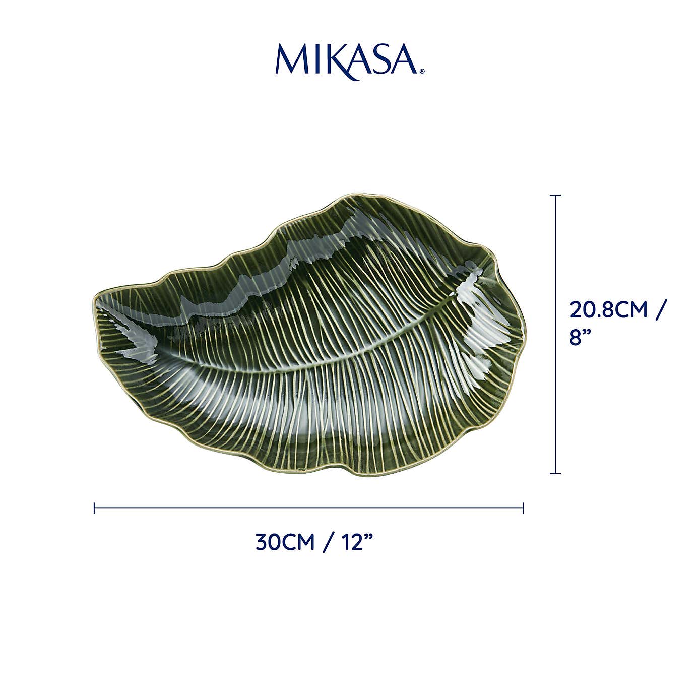 Mikasa Jardin Green Leaf Stoneware Serving Platter