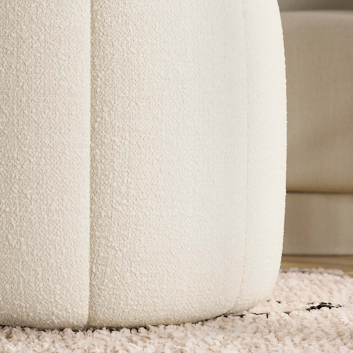 Pumpkin Ivory Boucle Footstool
