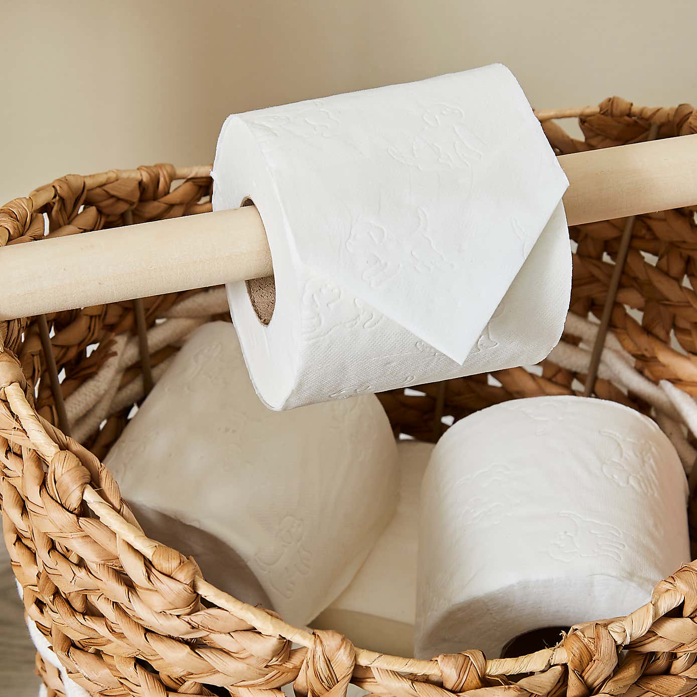 Rope Stripe Toilet Roll Holder & Storage Basket