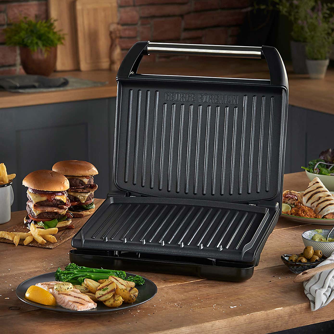 George Foreman Steel Grey Large Grill