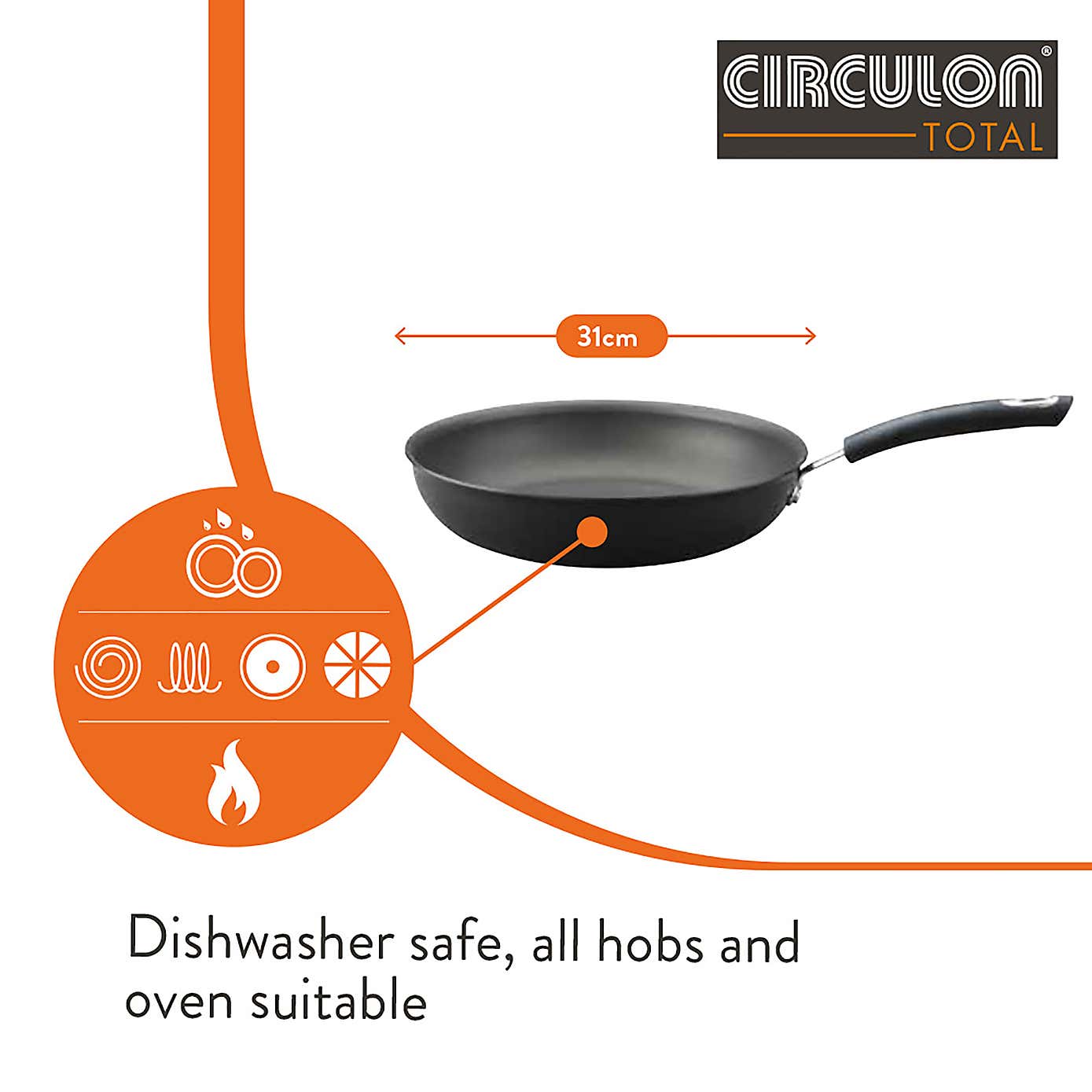 Circulon Total Non-stick Hard Anodised Aluminium Induction Frying Pan, 31cm