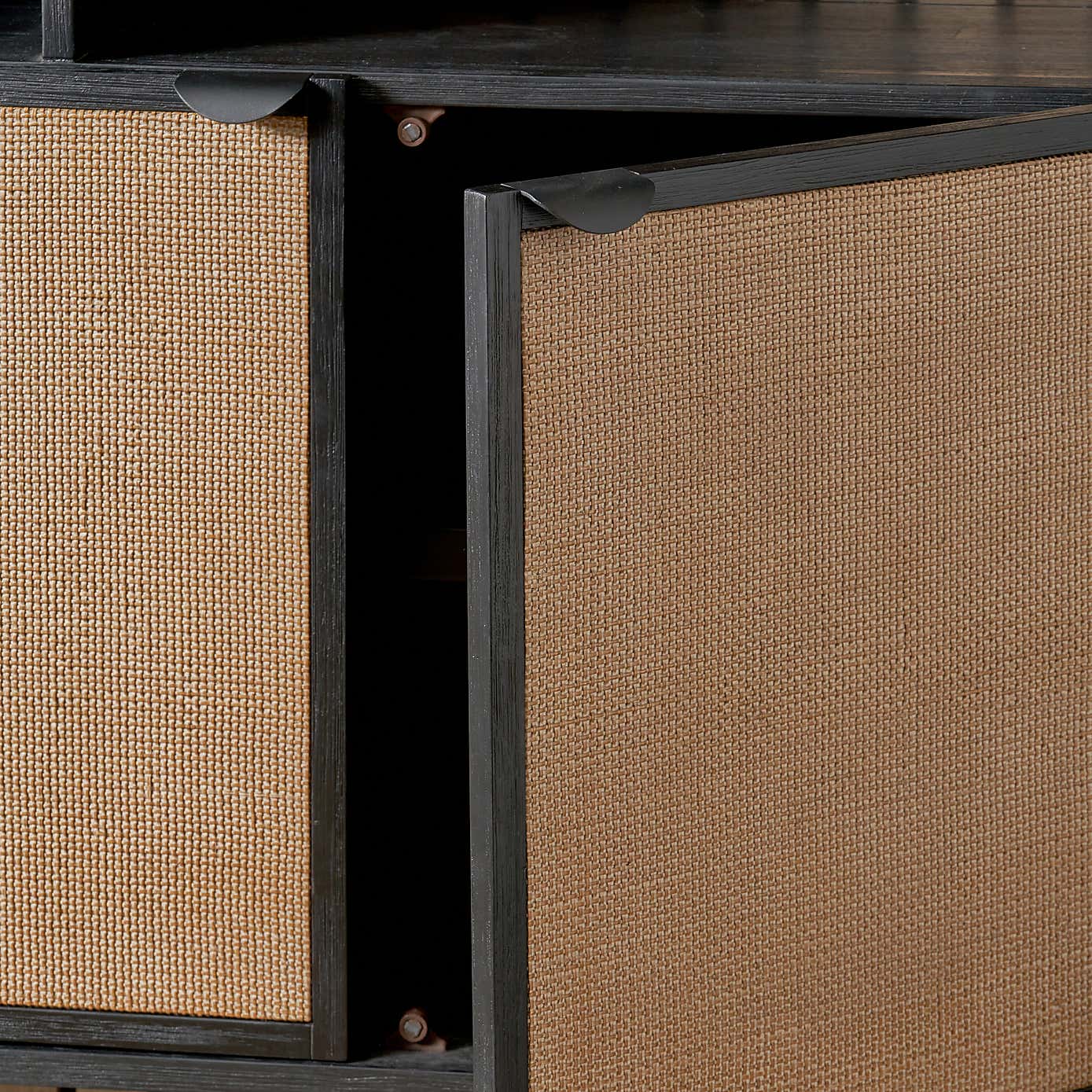 Fiji 2 Door Shelving Unit, Acacia Wood and Rattan