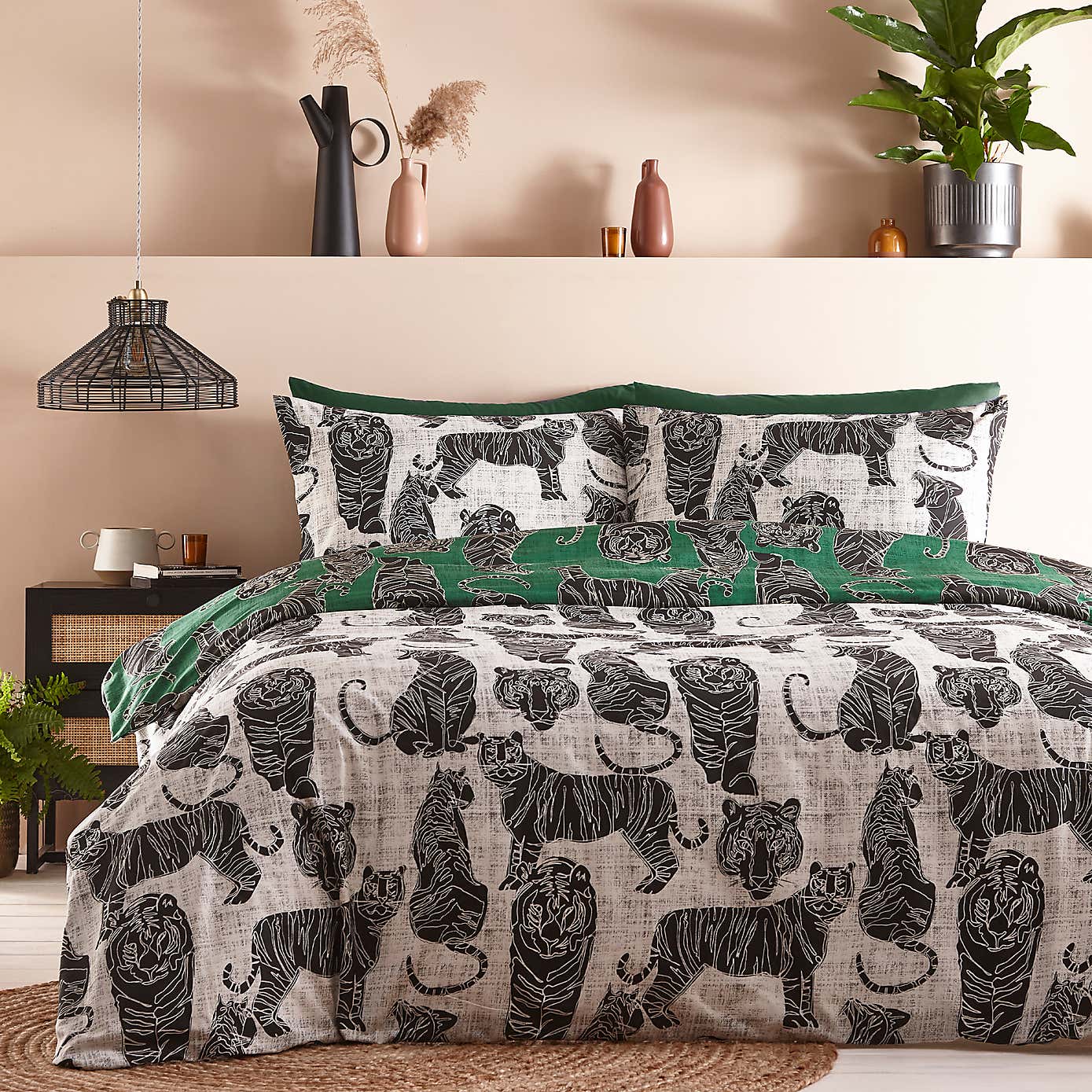 furn. Wildcat Duvet Cover Set Jungle Green