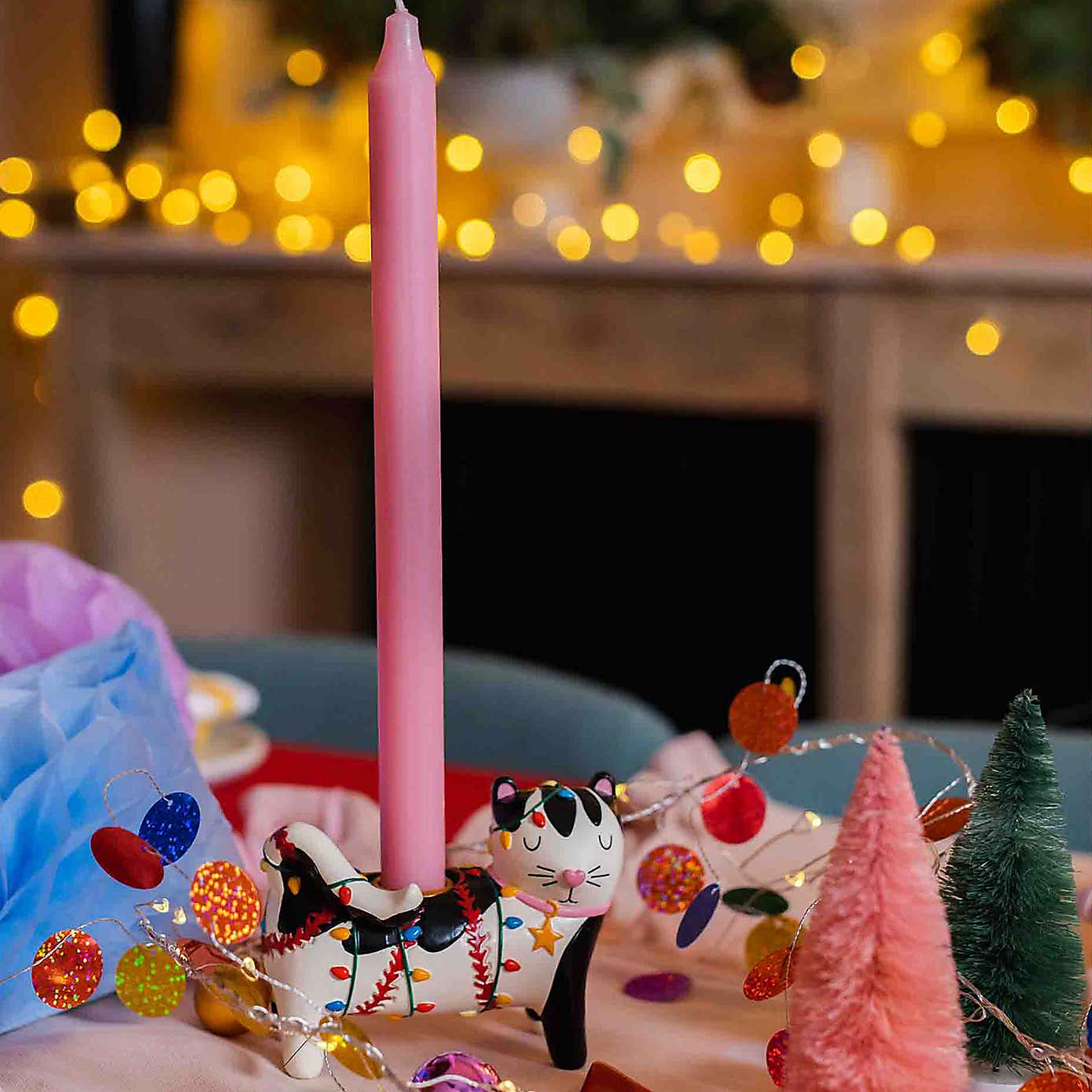 Raspberry Blossom Cat Shaped Candle Holder