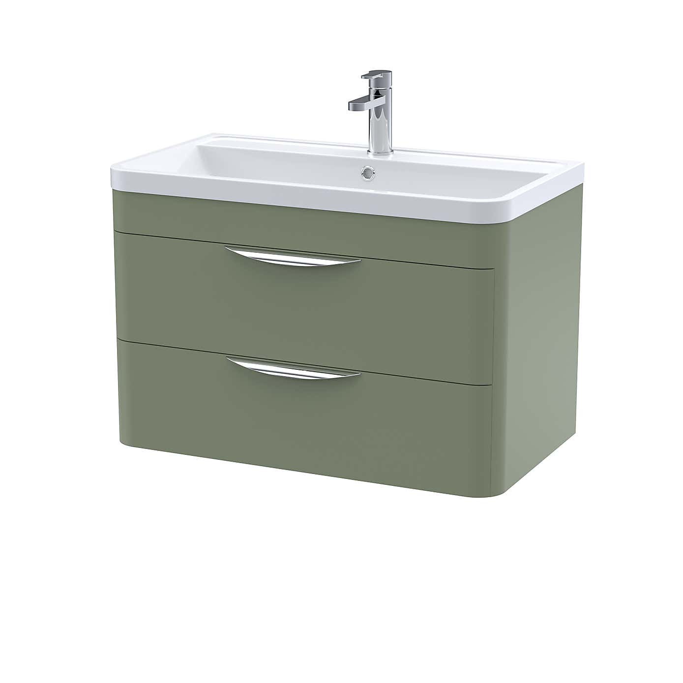 Parade Wall Mounted 2 Drawer Vanity Unit with Polymarble Basin