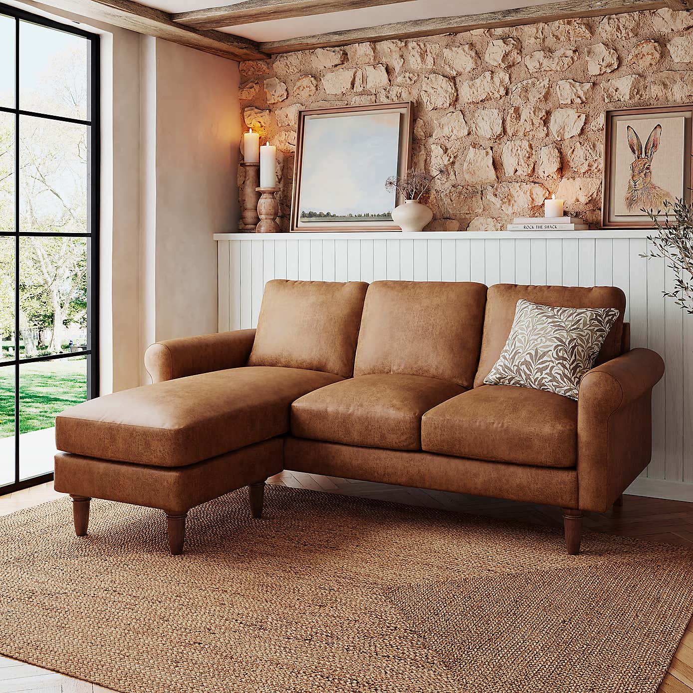 Maeve Compact Faux Leather Corner Chaise Sofa