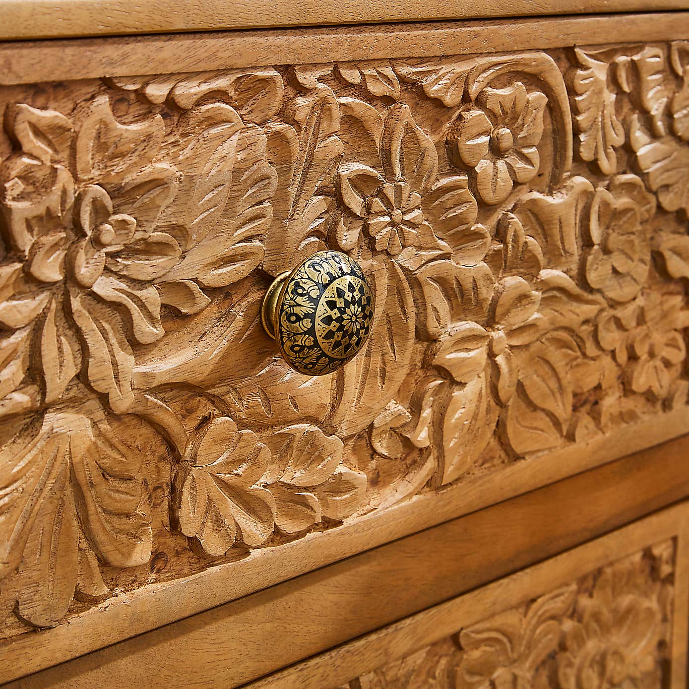 Jules Hand Carved Bedside Table