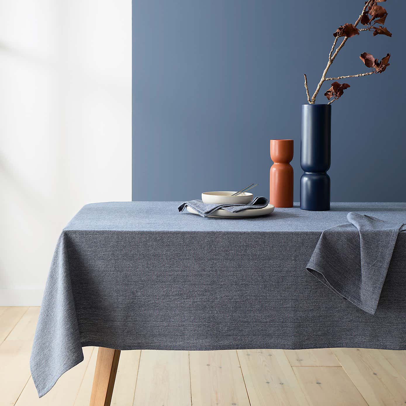 Fairford Navy Cotton Tablecloth