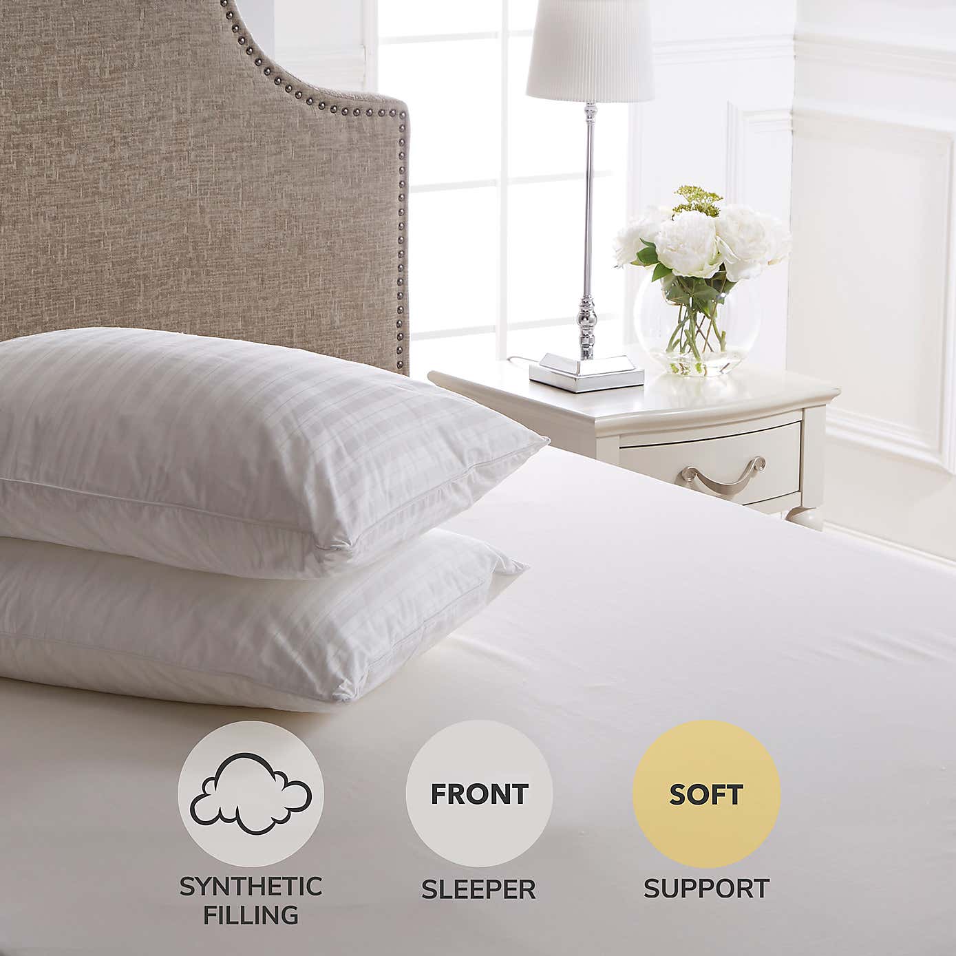 Dorma Pack of 2 Supreme Fill Front Sleeper Pillows