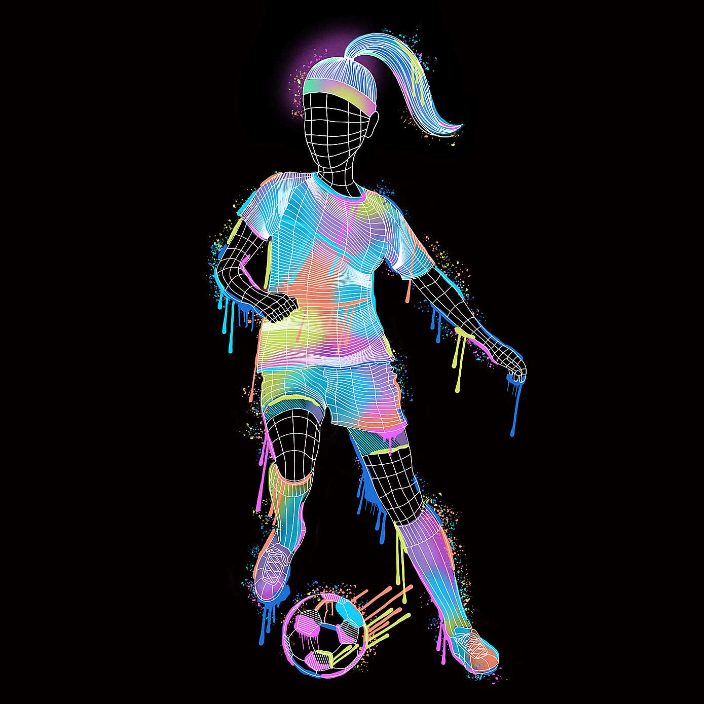 Girl Footballer Wall Mural