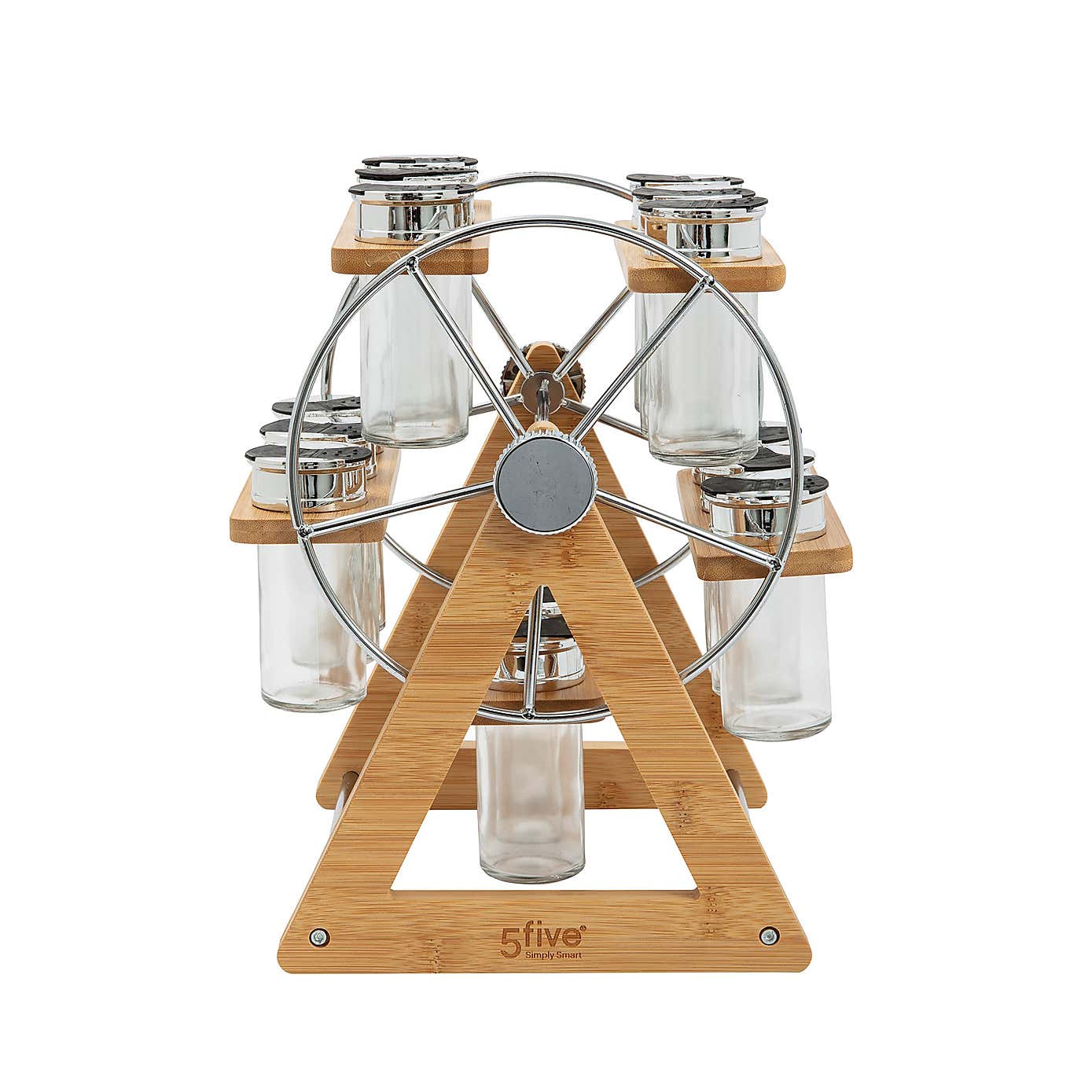 Bamboo 15 Jar Wheel Spice Rack Set