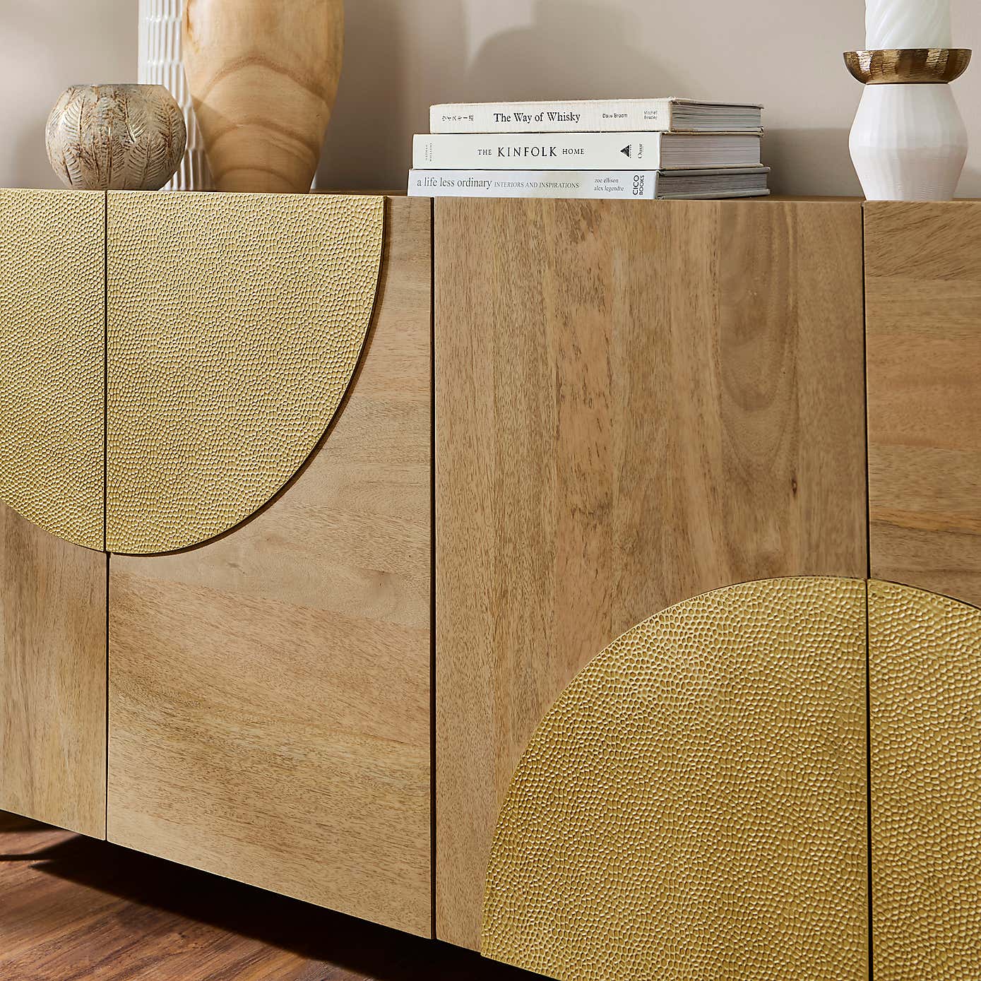 Zaneta Large Sideboard, Mango Wood and Brass