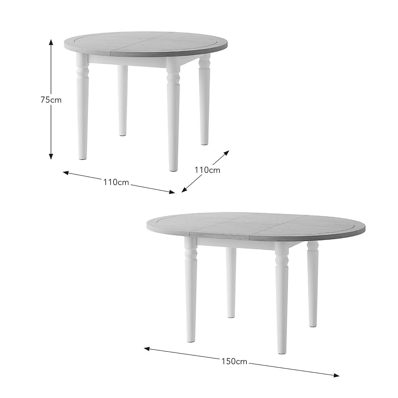 Pip 4-6 Seater Round to Oval Extendable Dining Table