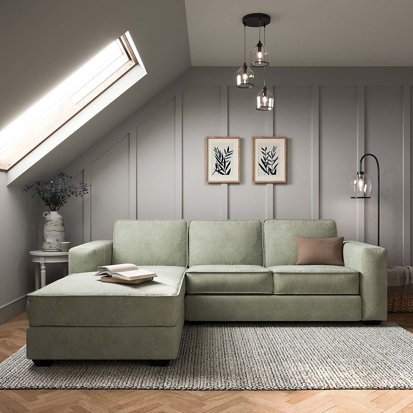 Claude Soft Tonal Chenille Corner Chaise Sofa