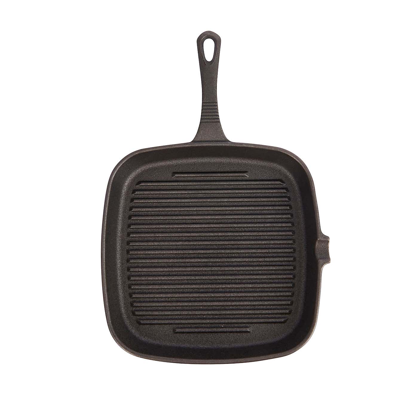 KitchenCraft Induction-Safe Square Cast Iron Skillet Pan