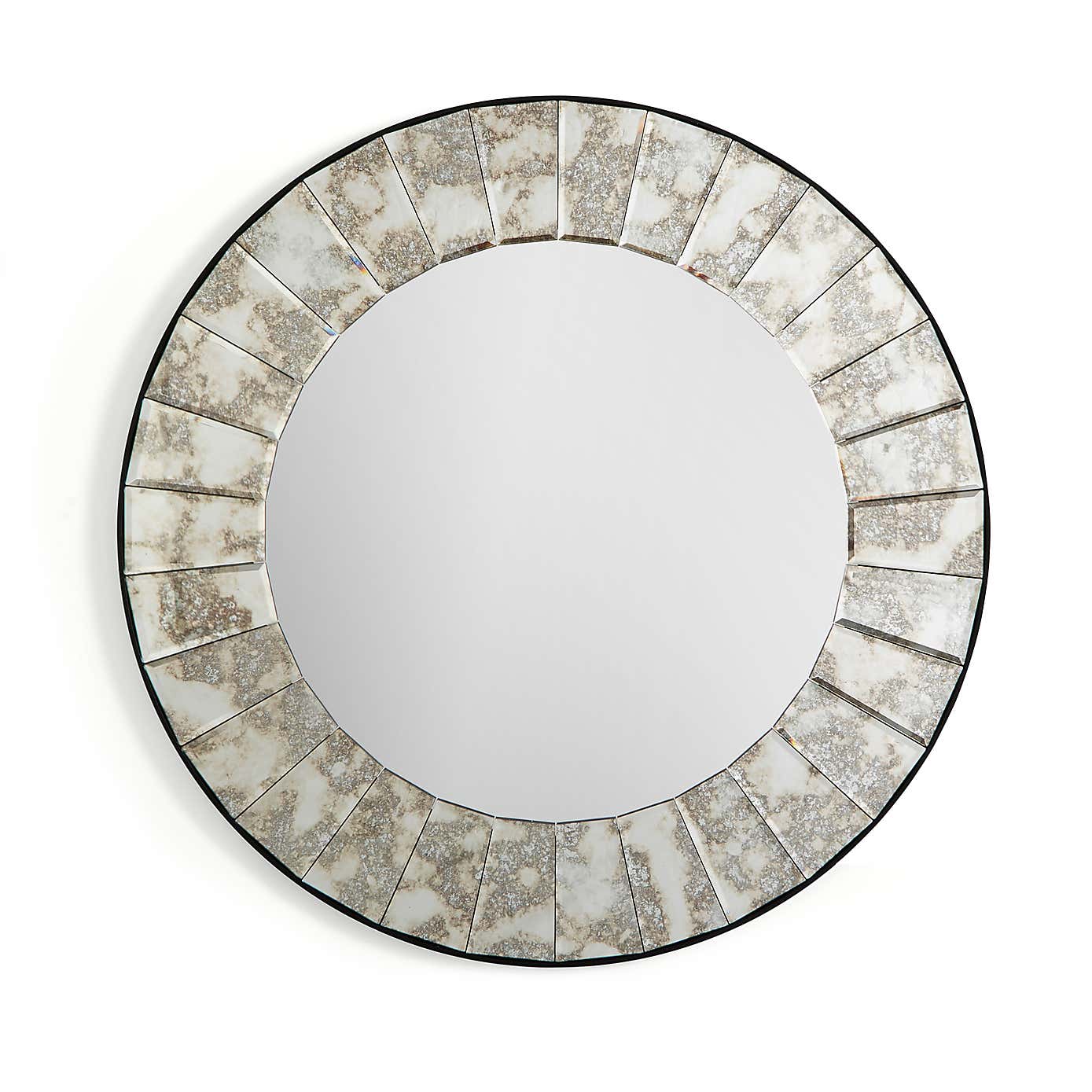 Antique Printed Edge Round Wall Mirror