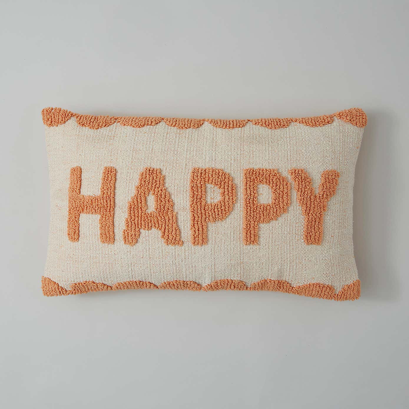 Happy Bright Slogan Cushion Coral