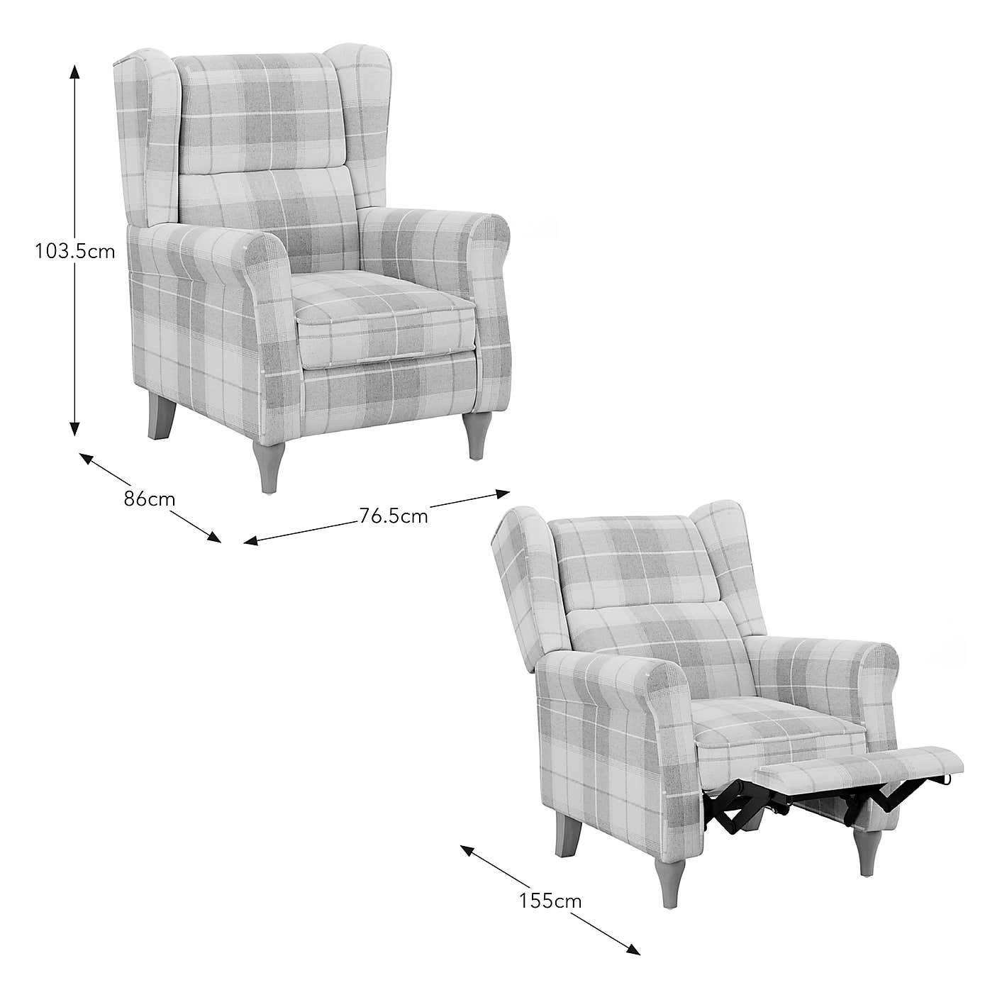 Oswald Padded Pushback Check Armchair