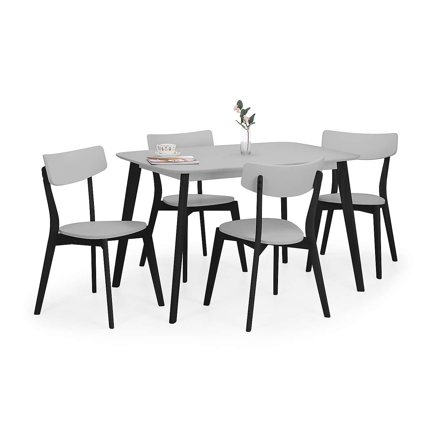 Casa 4 Seater Rectangular Dining Table, Grey and Black