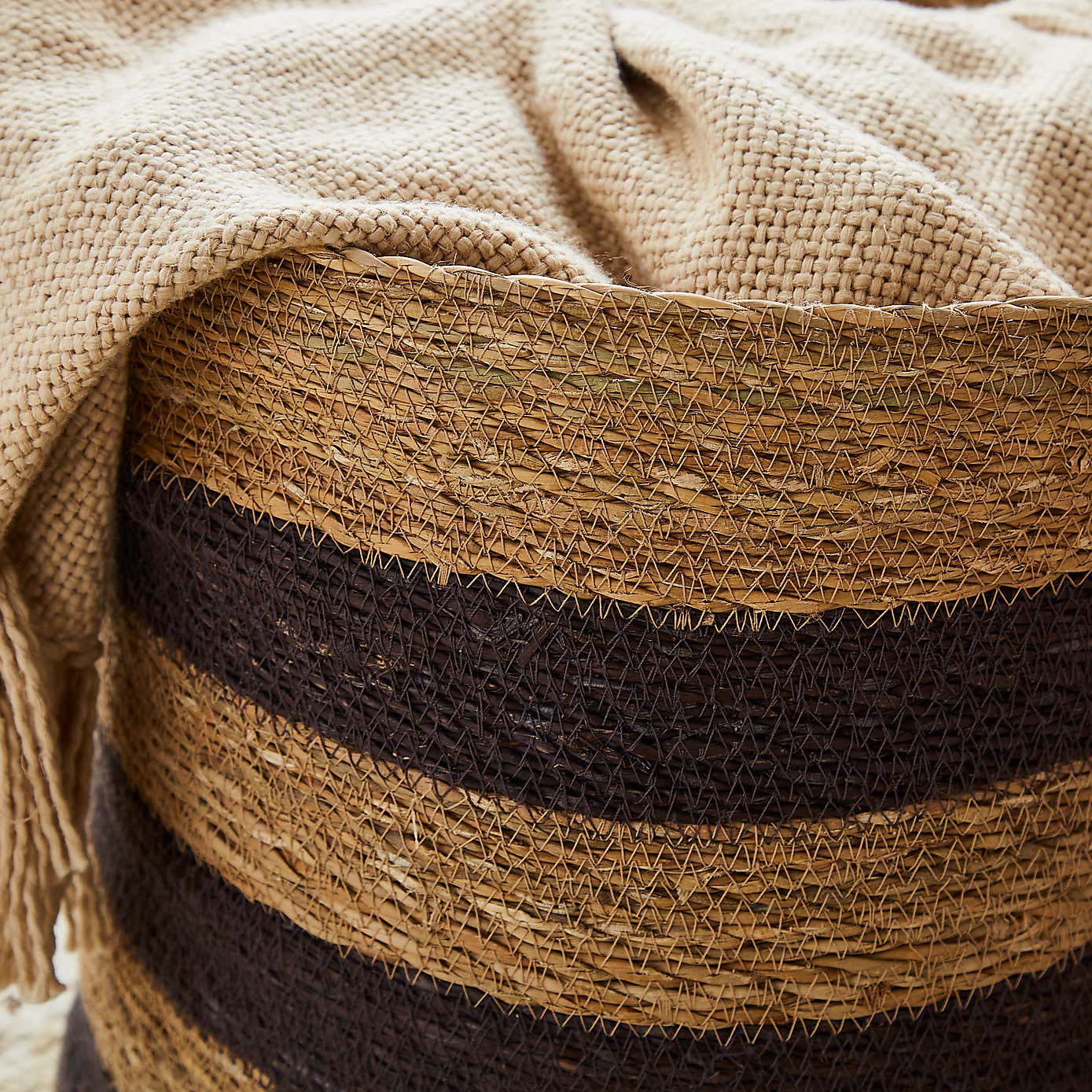 Medium Striped Seagrass Basket