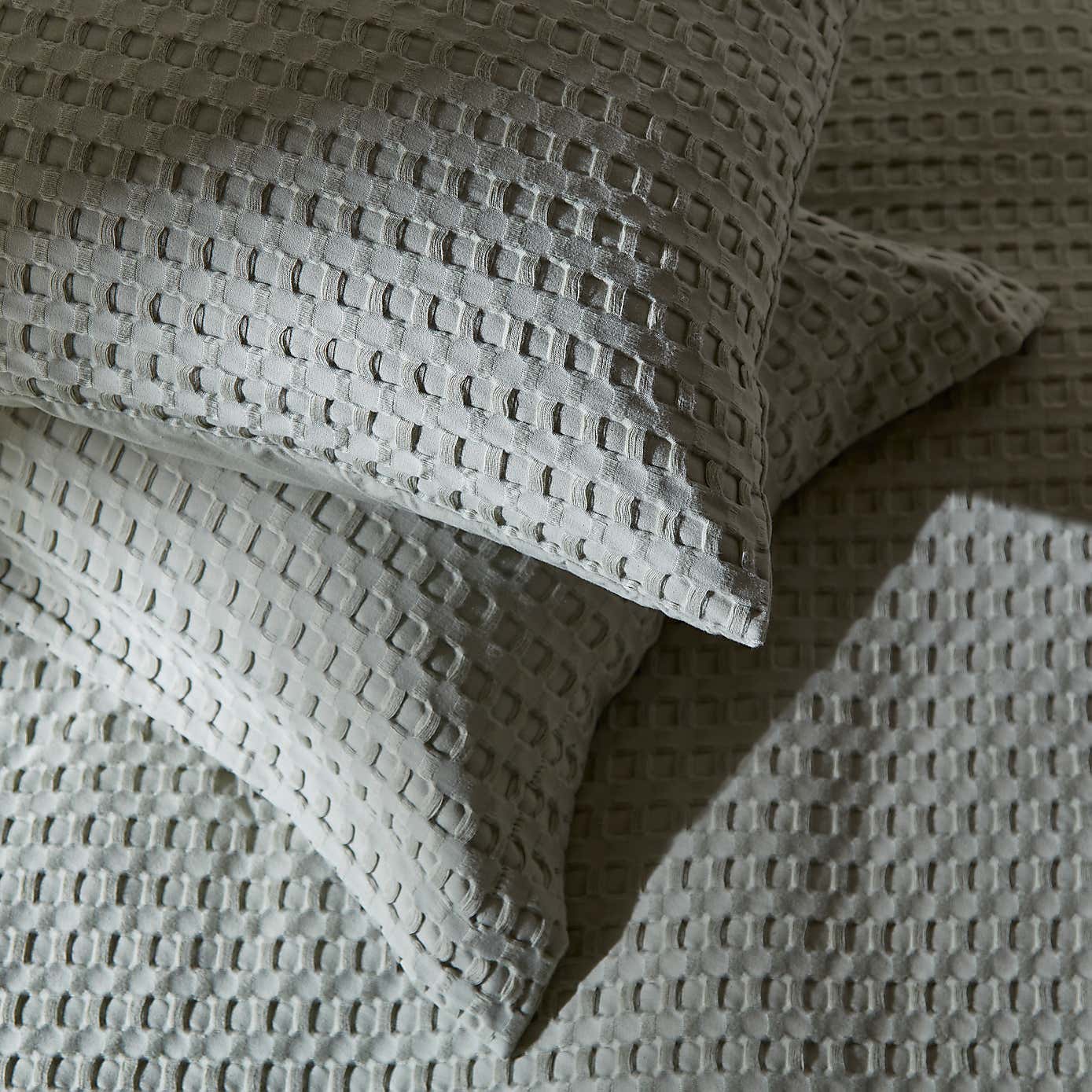 Emerson Waffle Sage Green Duvet Cover and Pillowcase Set