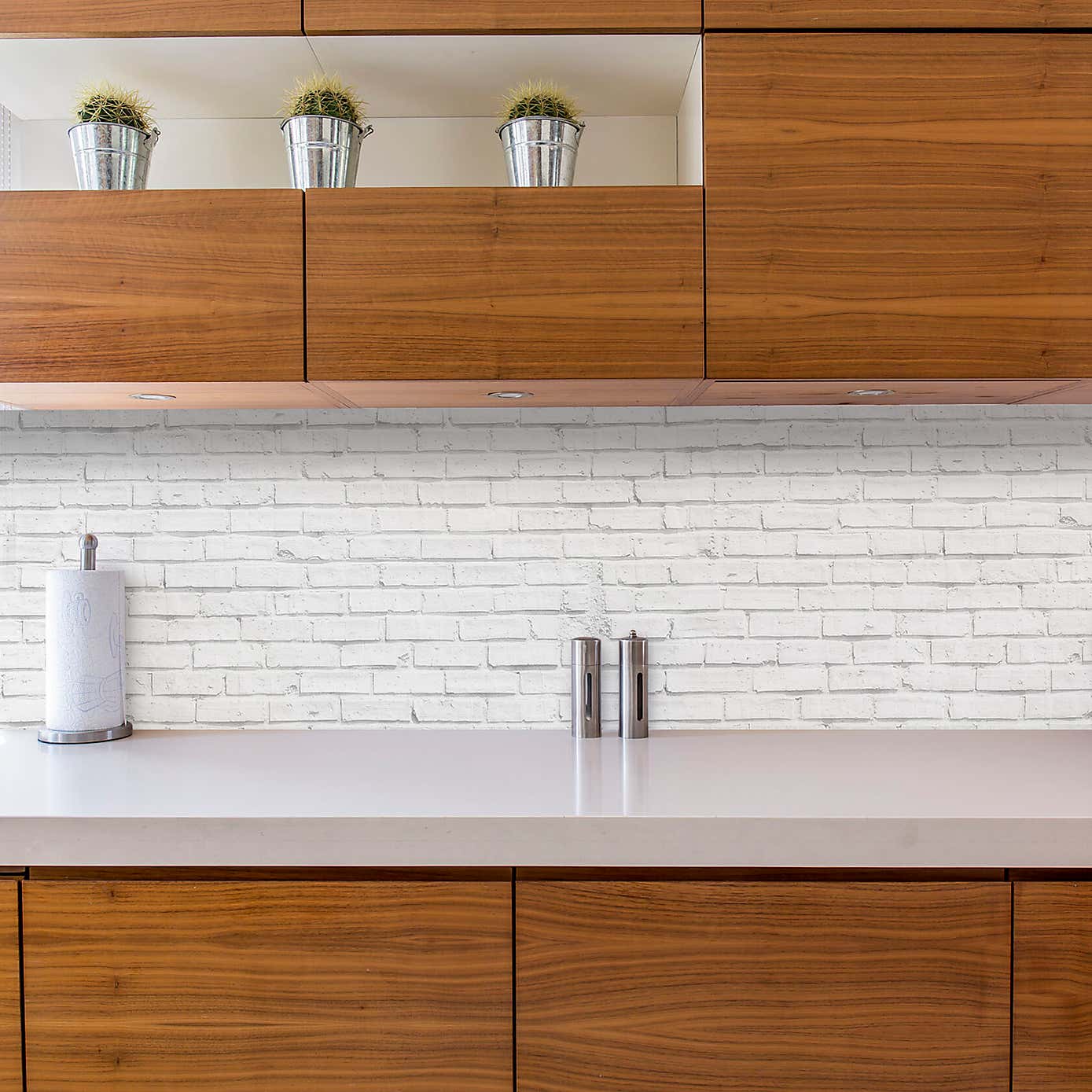 White Brick Self Adhesive Backsplash Wallpaper