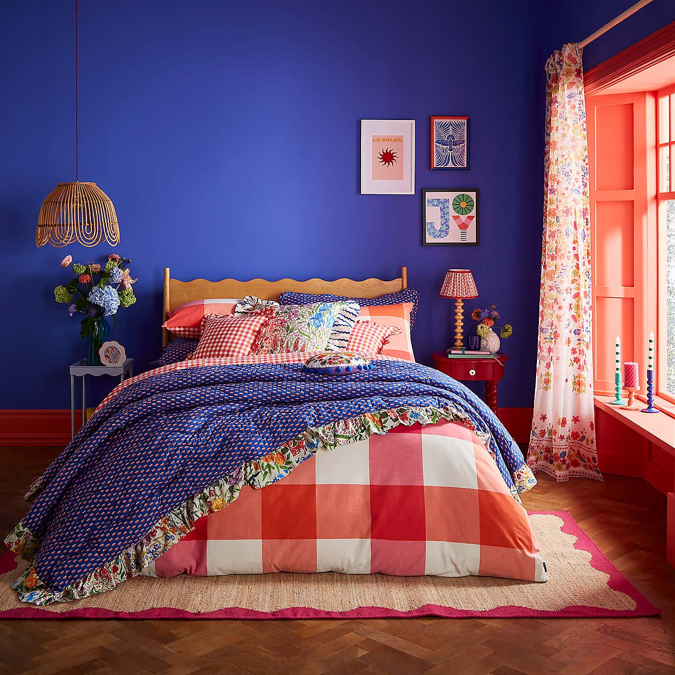 Sophie Robinson Picnic Plaid 100% Cotton Duvet Cover & Pillowcase Set