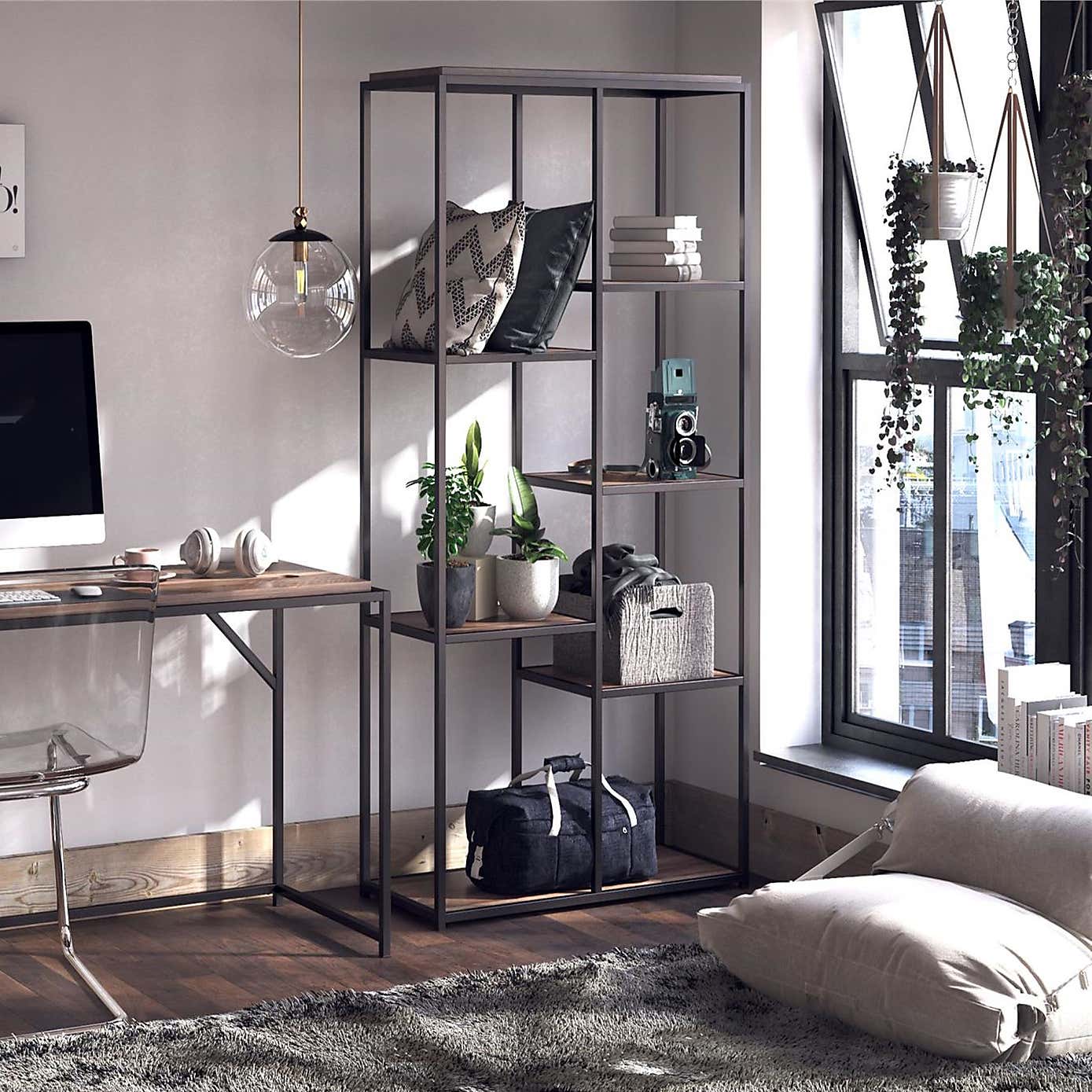 Quincy 5 Shelf Bookcase, Weathered Oak