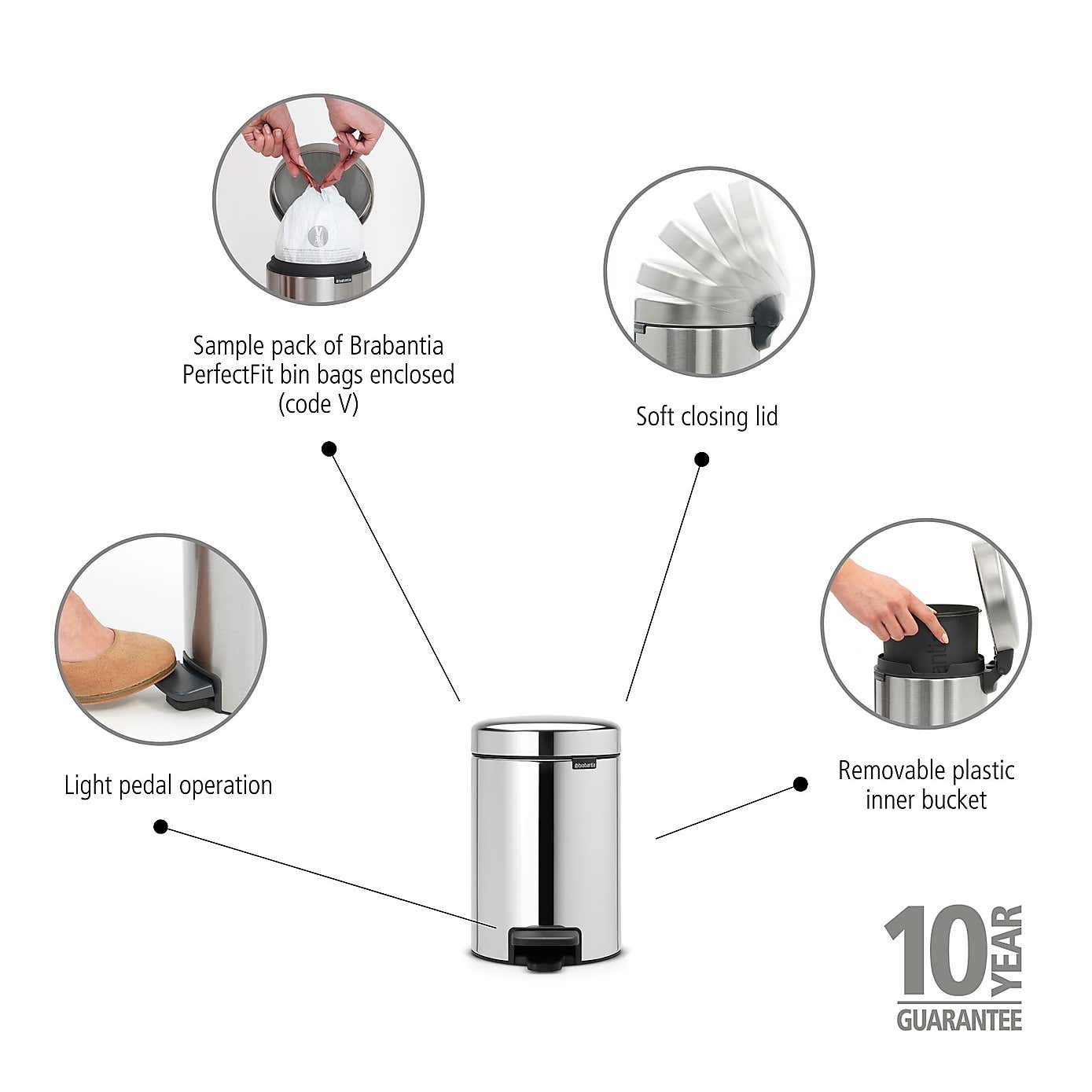 Brabantia NewIcon 3L Pedal Bin