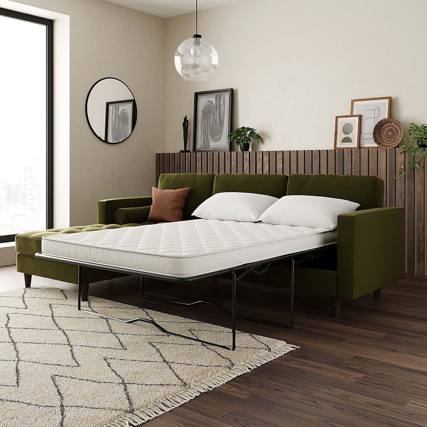 Zoe 4 Seater Corner Double Sofa Bed, Velvet