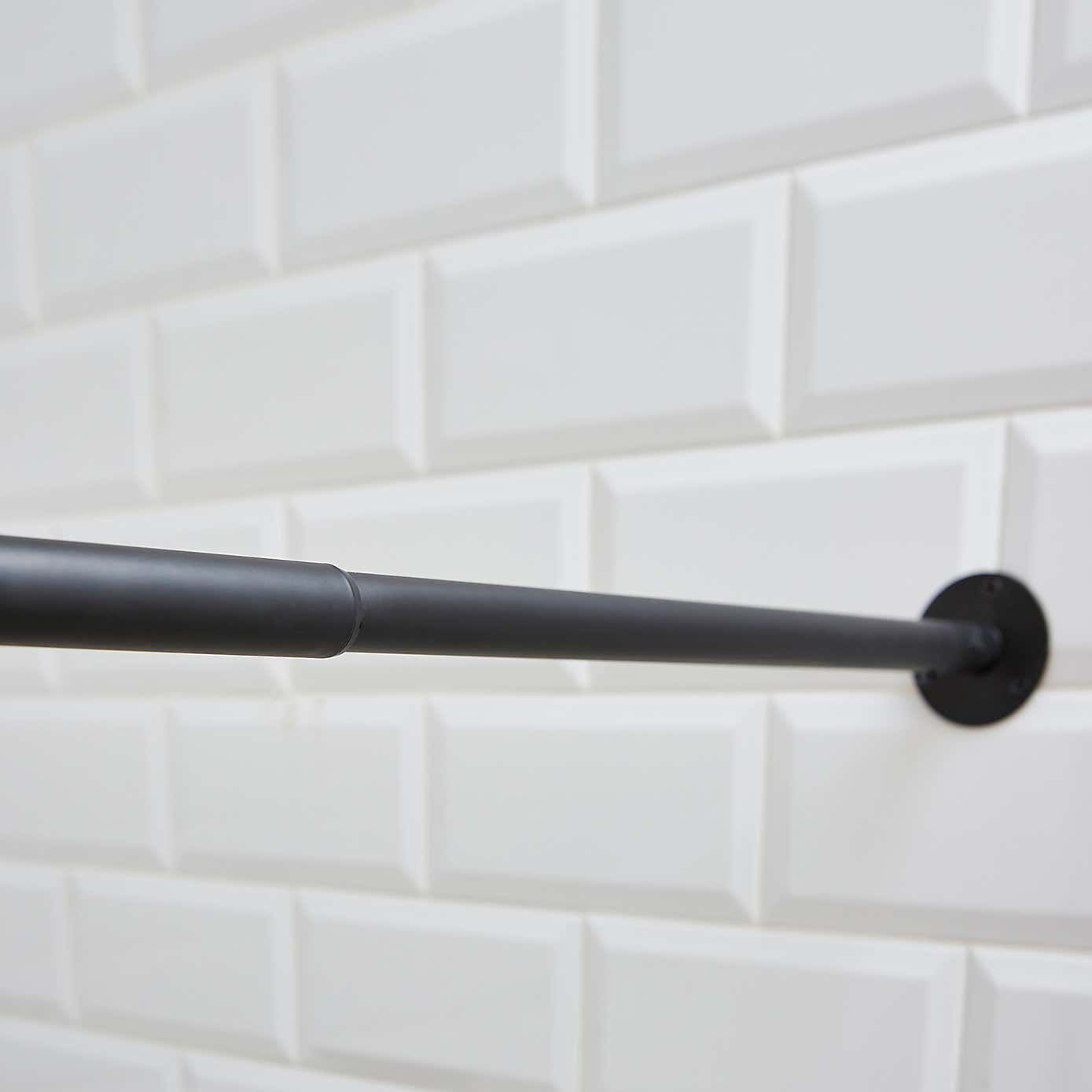 L Shape Expandable Black Shower Curtain Rail