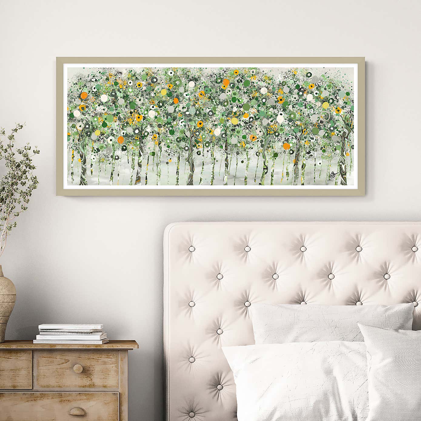 Beyond The Verdant Trees Framed Print