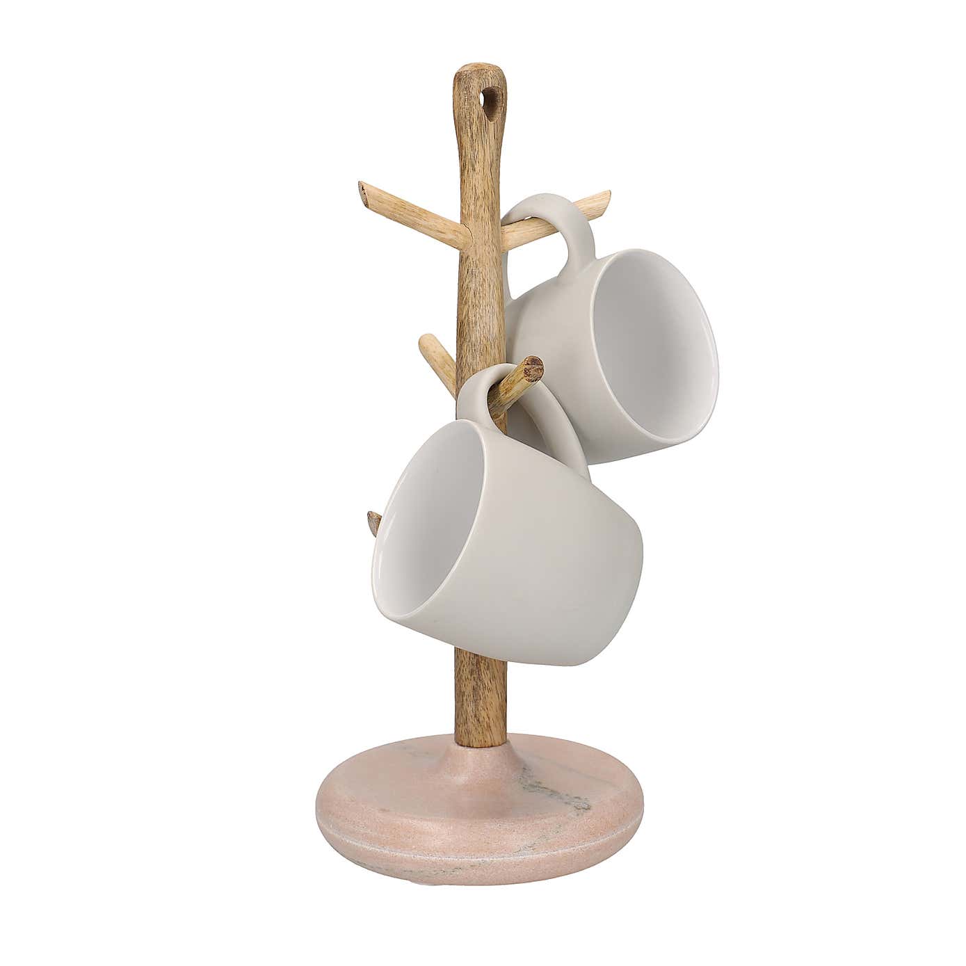 Rustic Wooden Mug Tree Stand for 6 Cups
