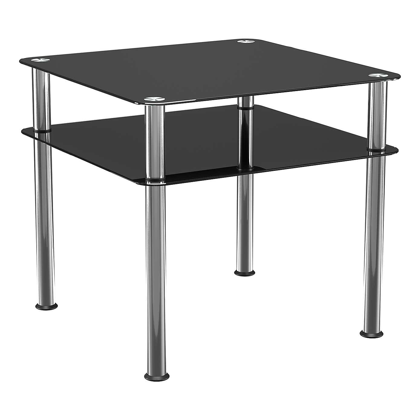 AVF Side Coffee Table, Black Glass with Chrome Legs