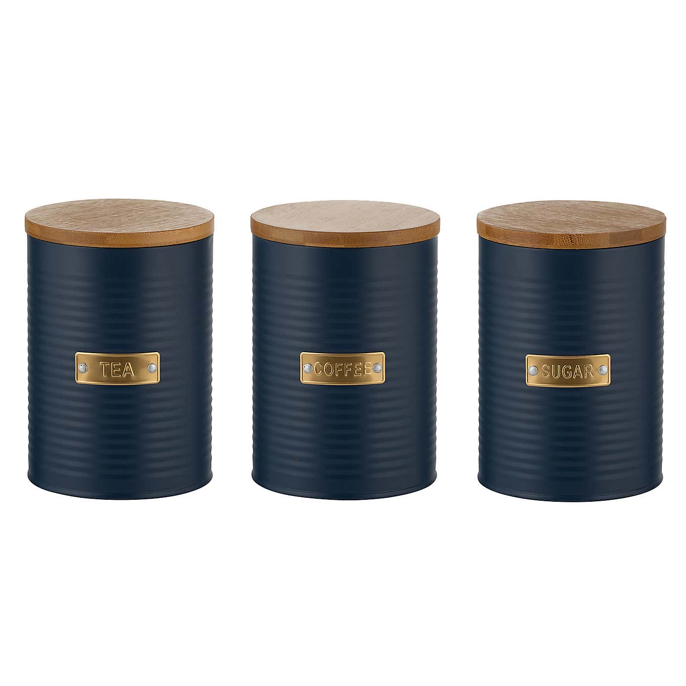 Typhoon Otto Set of 3 Navy Round Tea, Coffee & Sugar Canisters