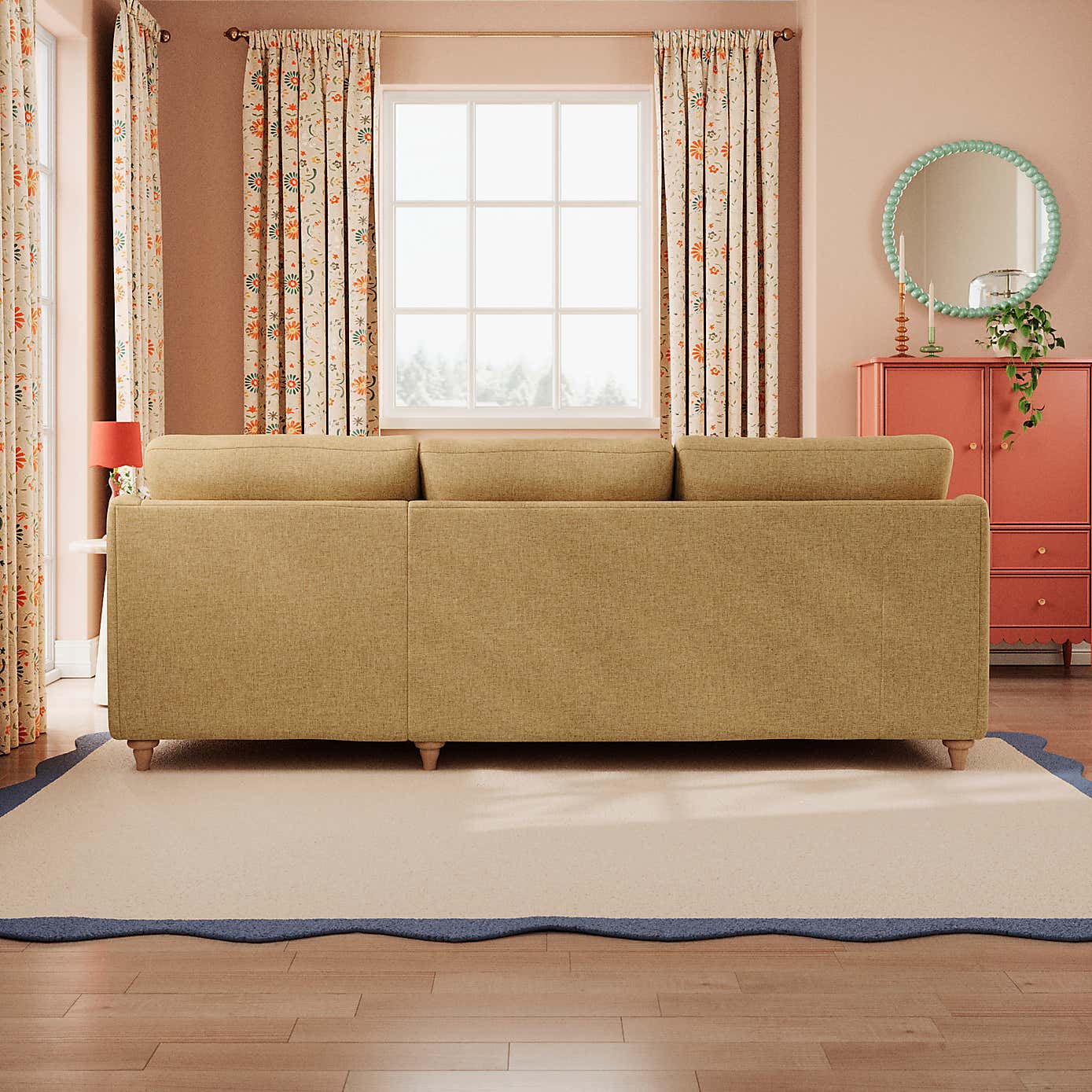 Hattie Slub Faux Linen Corner Chaise