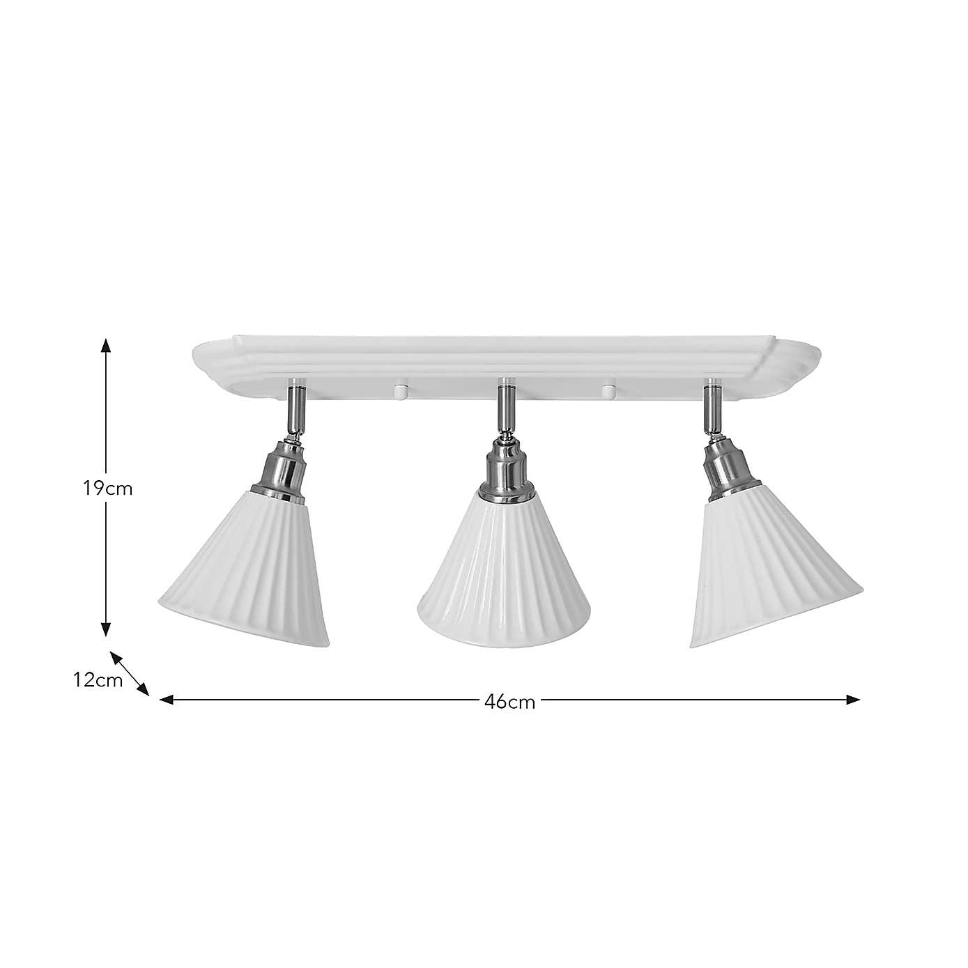 Lilbourne Ribbed Ceramic 3 Light Adjustable Flush Spotlight