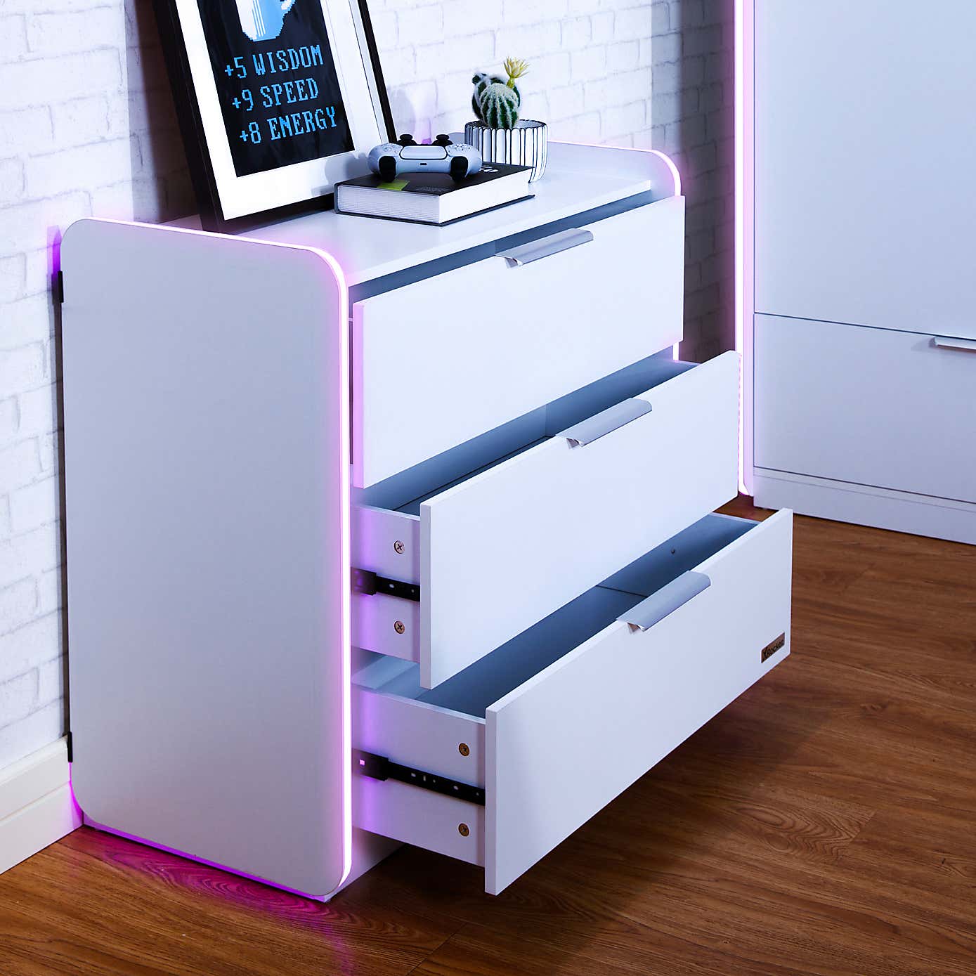 Electra Chest of 3 Drawers with LED Lights
