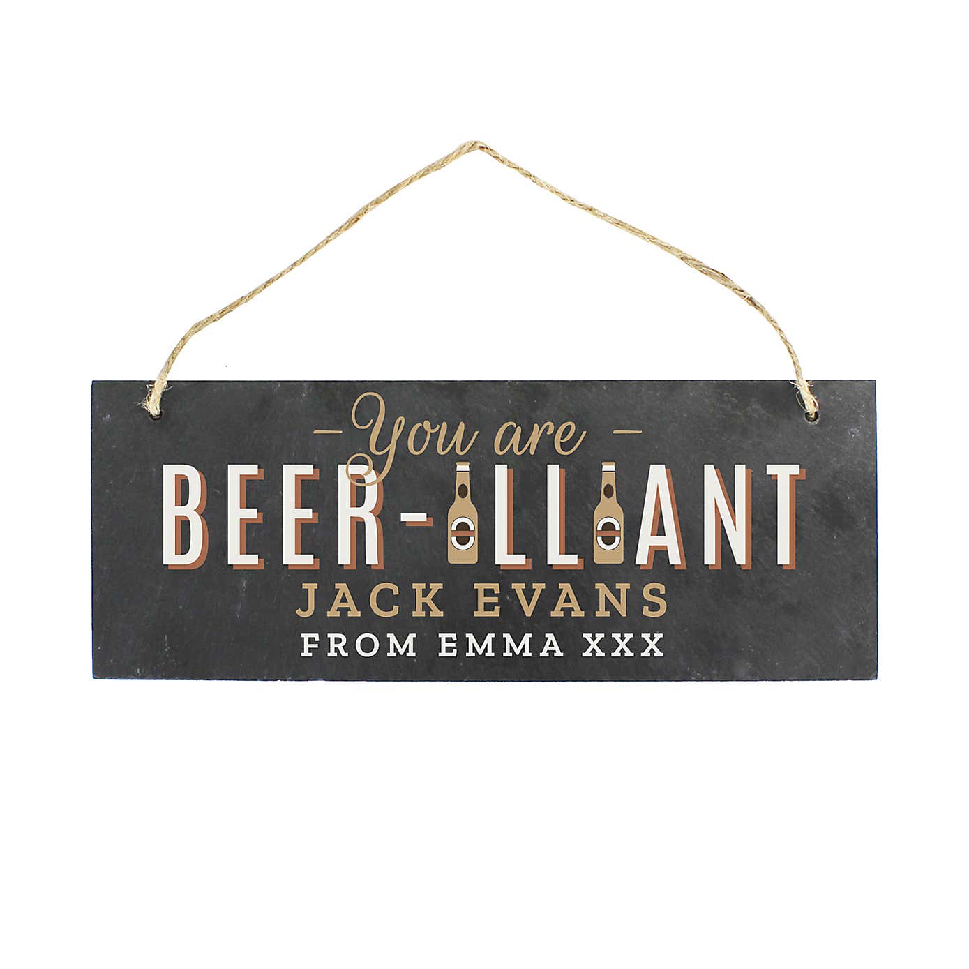 Personalised Beerilliant Hanging Slate Plaque
