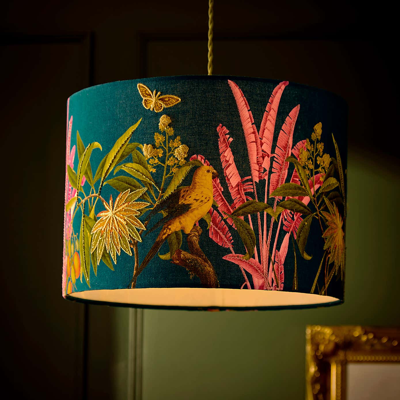 Tropical Paradise Embroidered Lamp Shade
